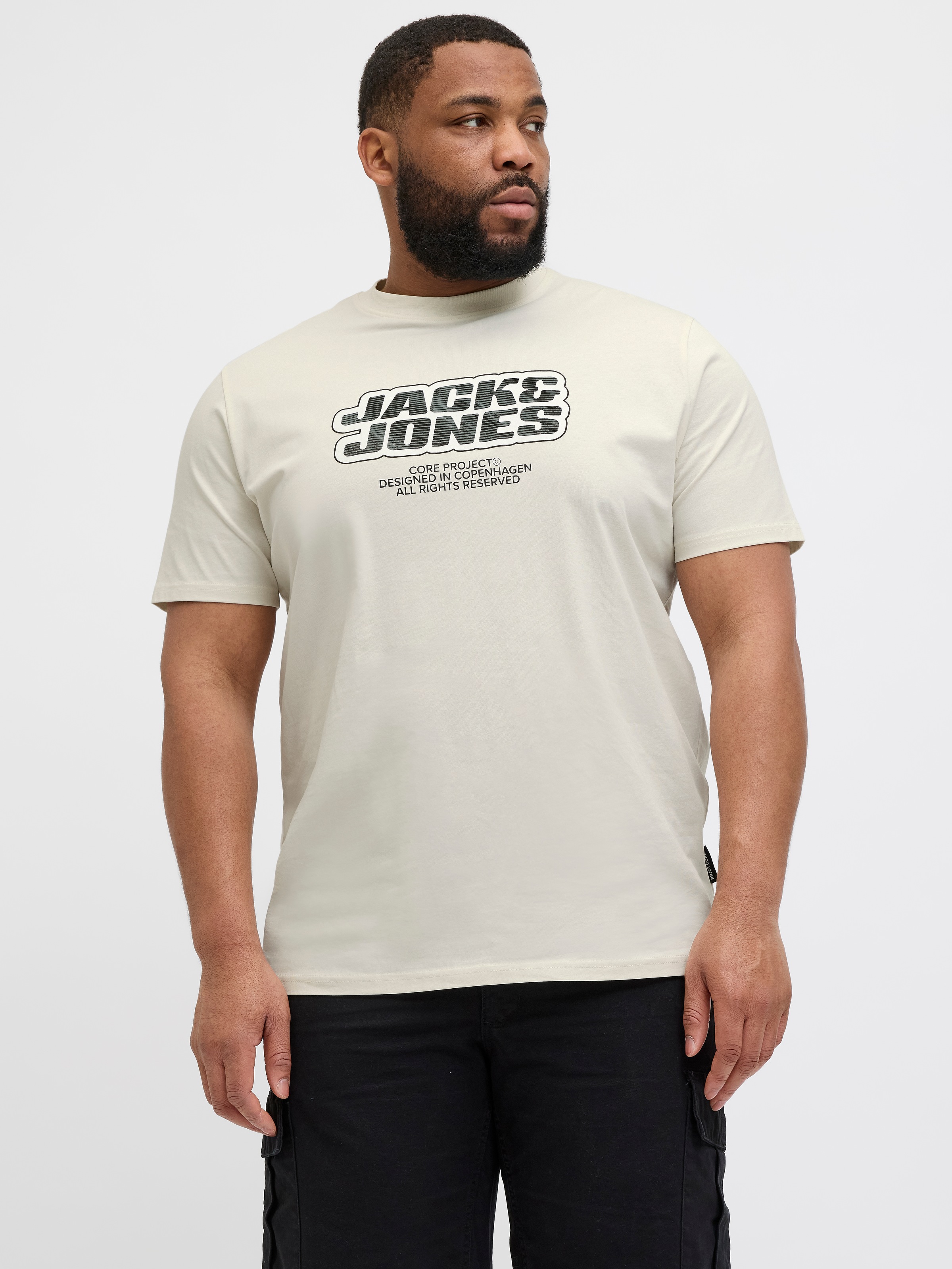 Jack & Jones PlusSize Print-Shirt »JCOLIDO AOP FRONT PRINT TEE SS CRE PLS« mit Logo Print
