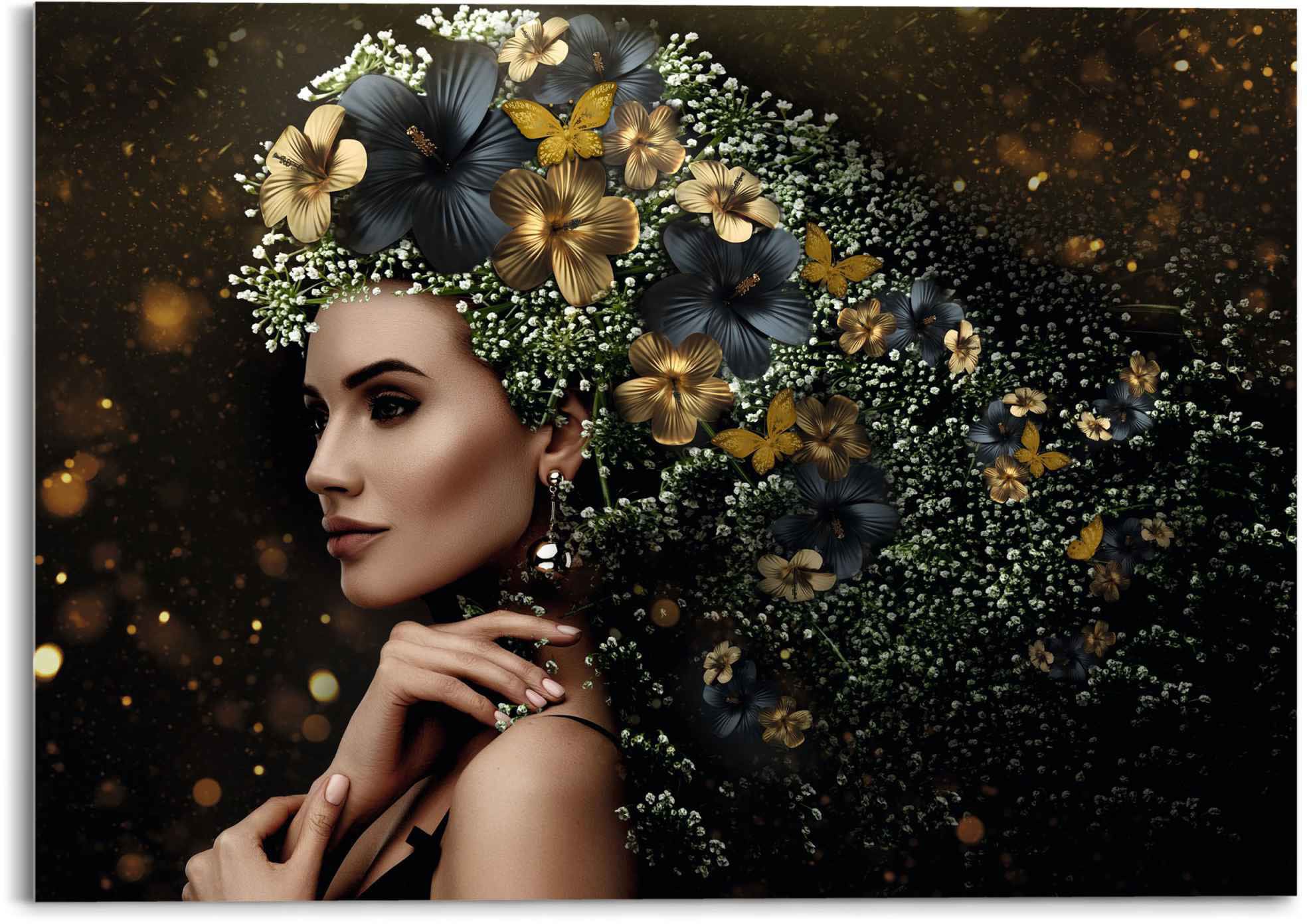 ❤ Reinders! Glasbild »Glasbild Schmetterling Frau, Eleganz«, (1 im Jelmoli-Online - Festlich Frau - - St.) Shop ordern Blumen Elegante