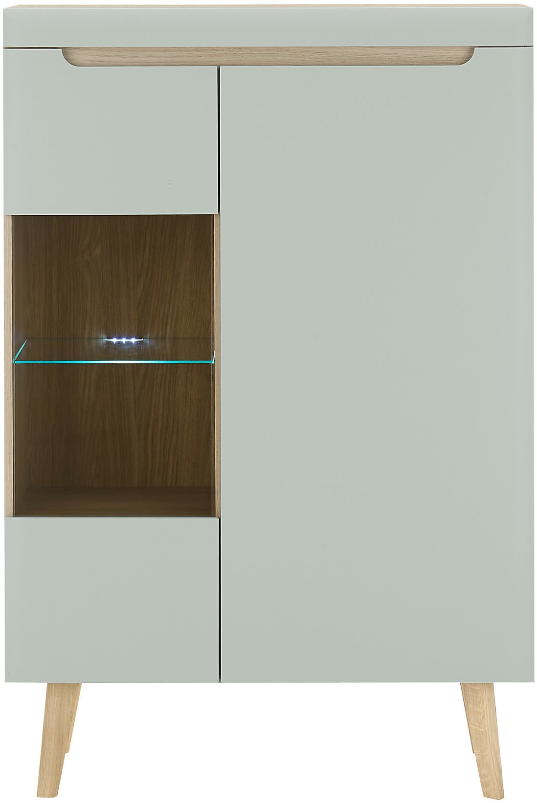 INOSIGN Vitrine »Torge, Hochschrank, Glasvitrine, Standvitrine, Vitrinenschrank«, (1 St.), in drei verschiedenen Farben verfügbar, Glastür & -boden, 90 cm breit
