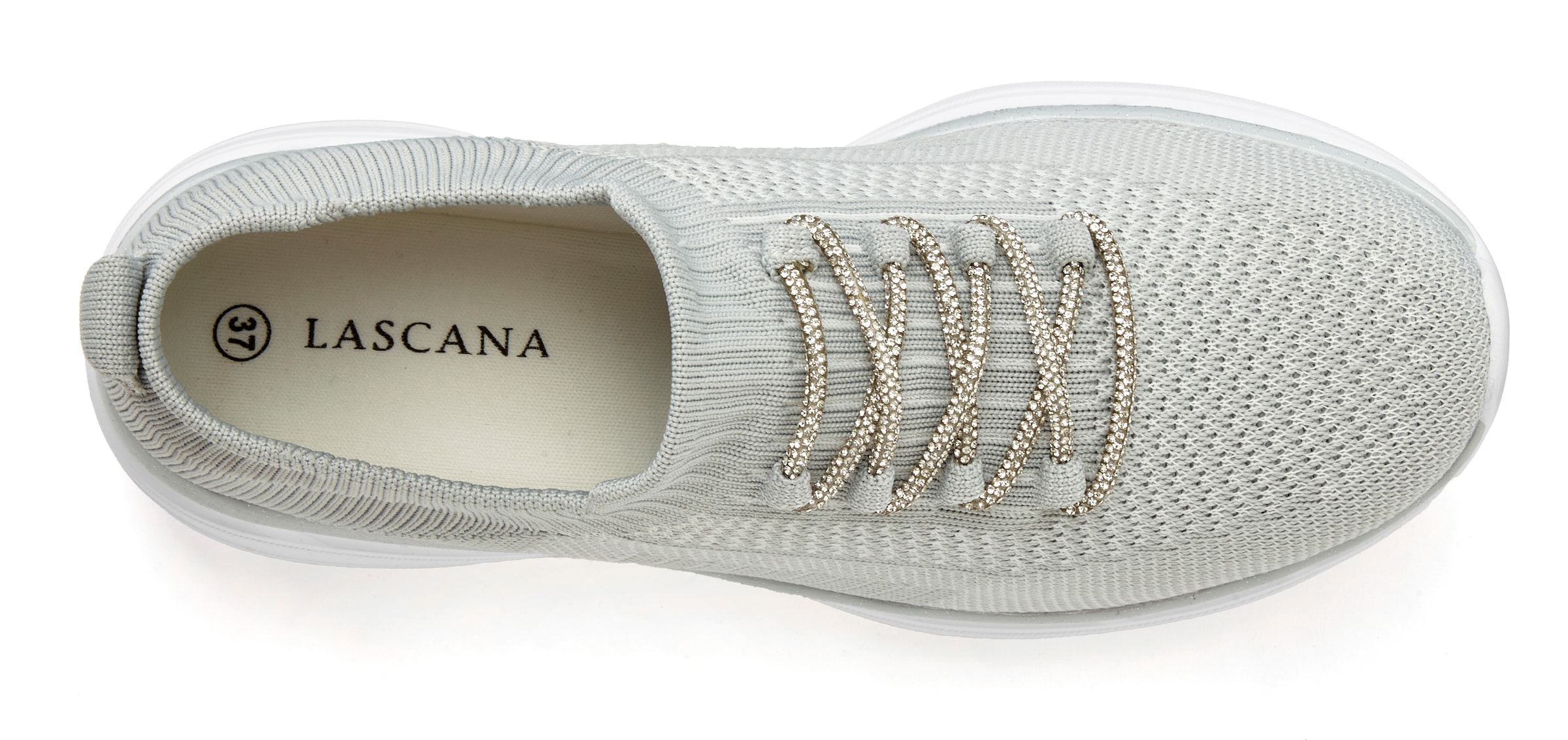 LASCANA Sneaker, mit modischer Glitzerschnürung VEGAN