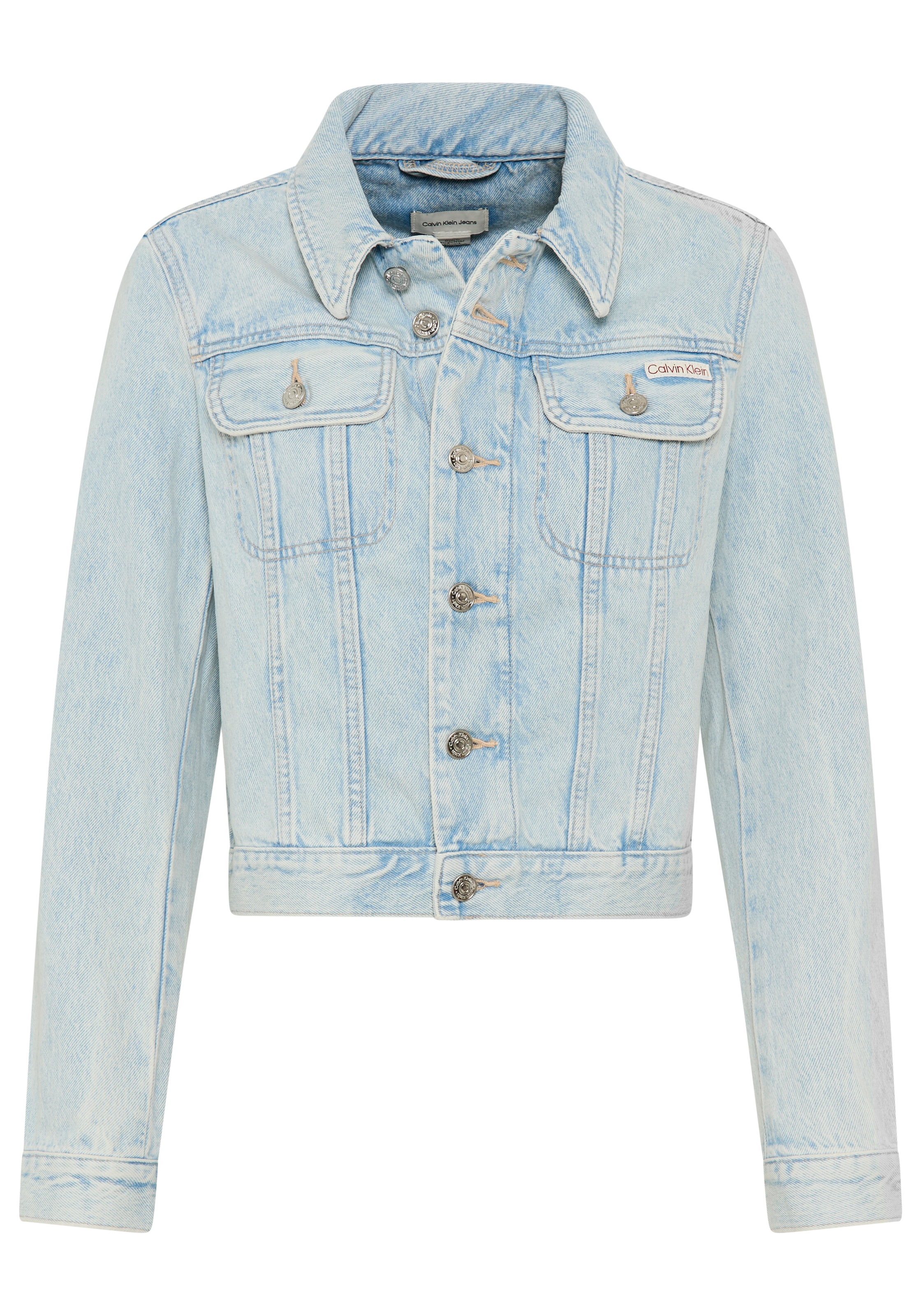Calvin Klein Jeans Jeansjacke »CROP 90S« schmale, kurze Passform, used-washed