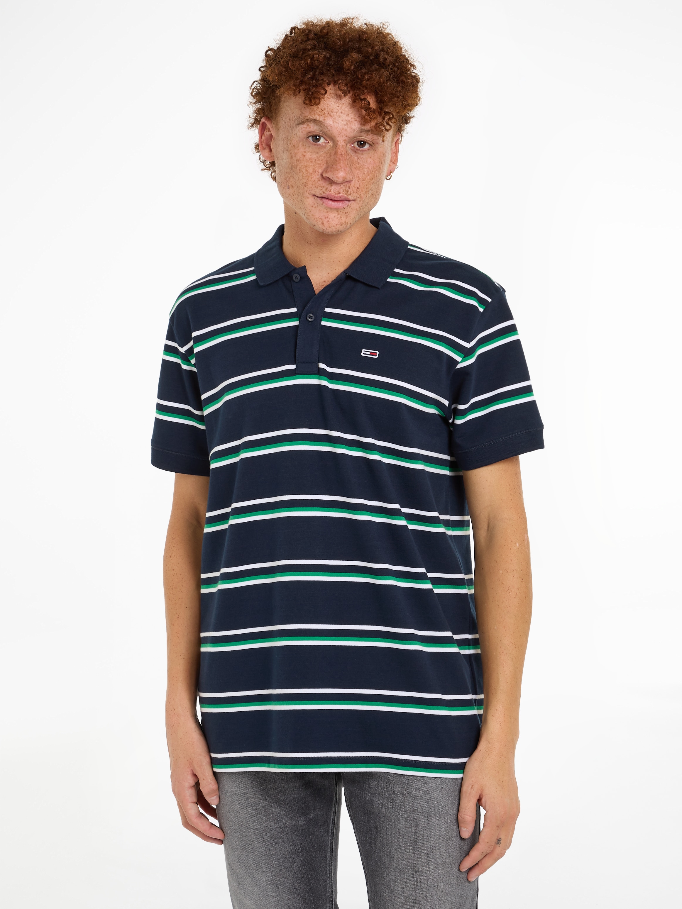 Poloshirt »TJM REG ESSENTIAL STRIPE POLO«, mit Logostickerei