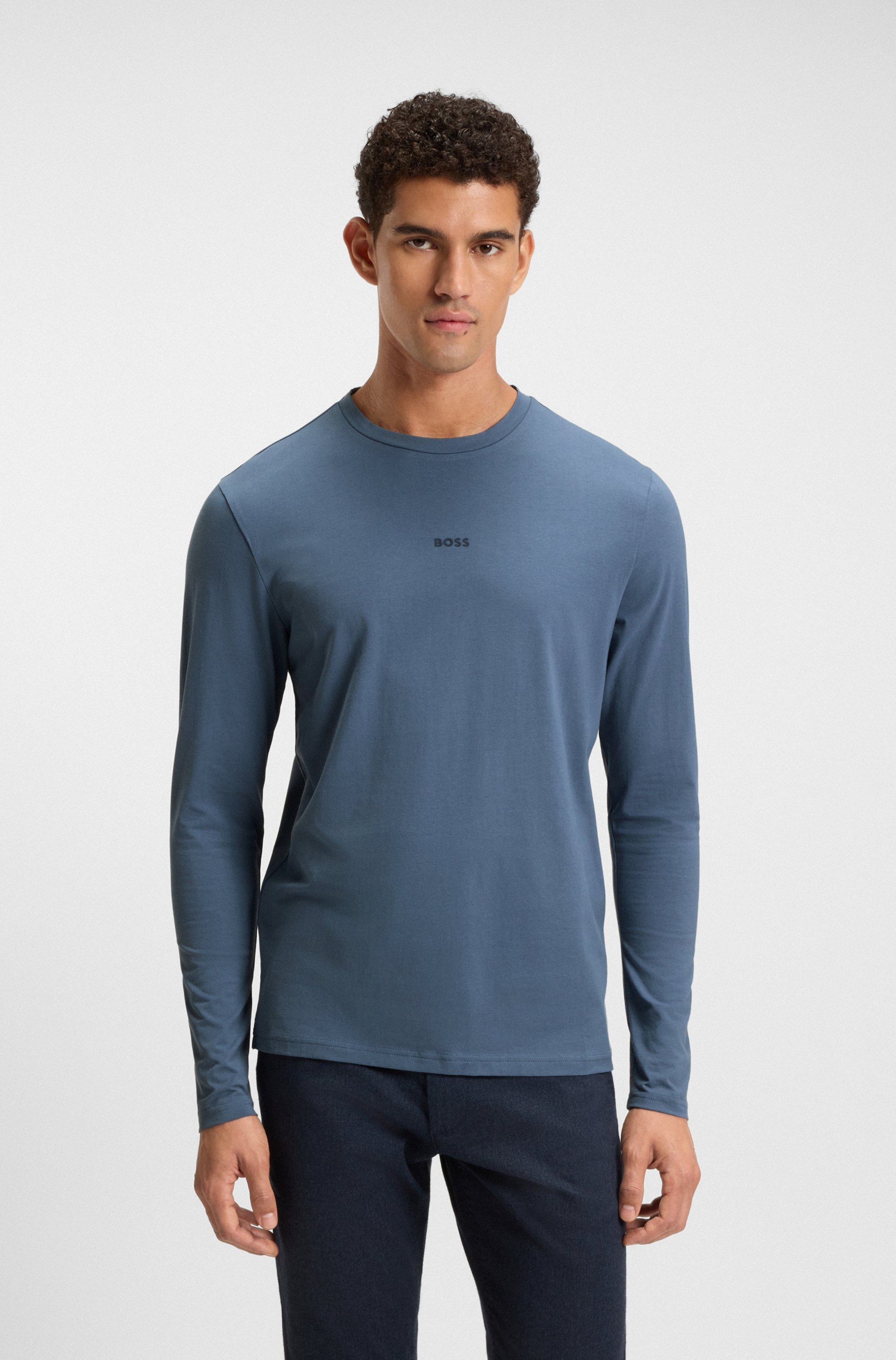 BOSS ORANGE Langarmshirt »TChark« Rundhalsausschnitt, Regular Fit, mit BOSS-Logo