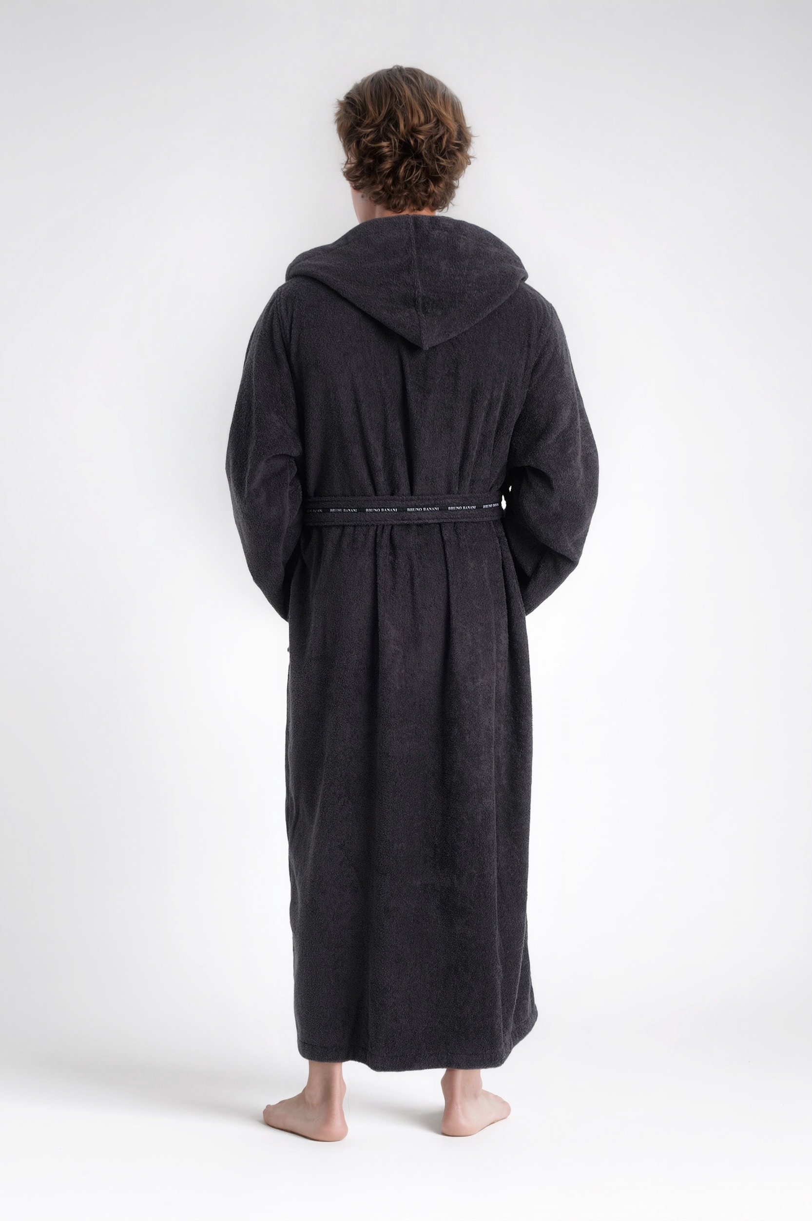 Bruno Banani Herrenbademantel »Danny, Normallänge & Überlänge, auch in extra lang, Hotelbademantel«, (1 St.), mit Logostreifen, Herren Bademantel aus 100% Baumwolle, S-4XL