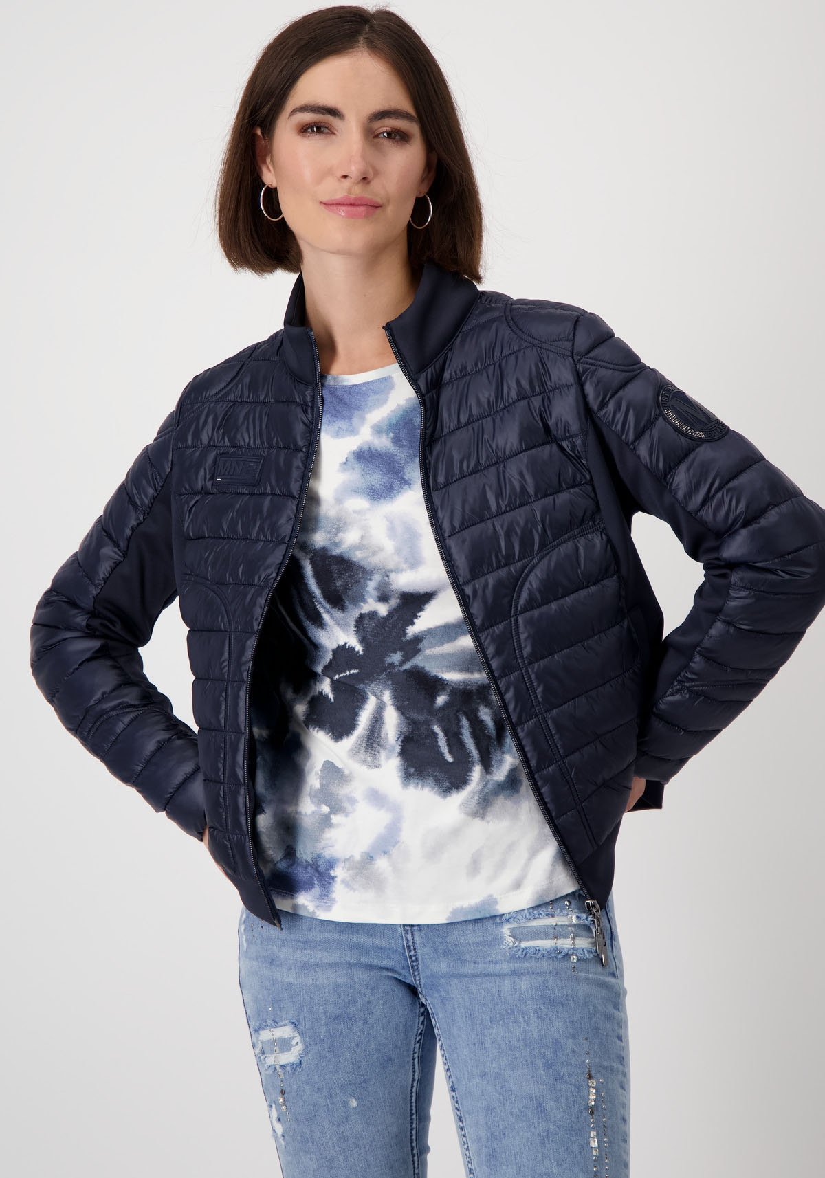 Steppjacke, im Materialmix