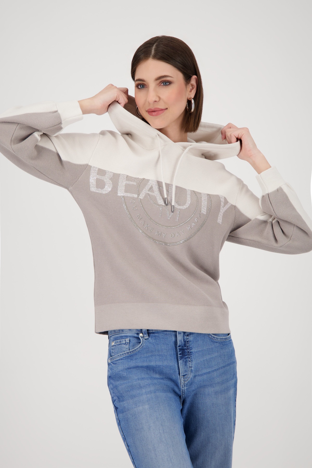 Monari Kapuzenpullover »Pullover Beauty Colorblock« Mit Rundhalsausschnitt
