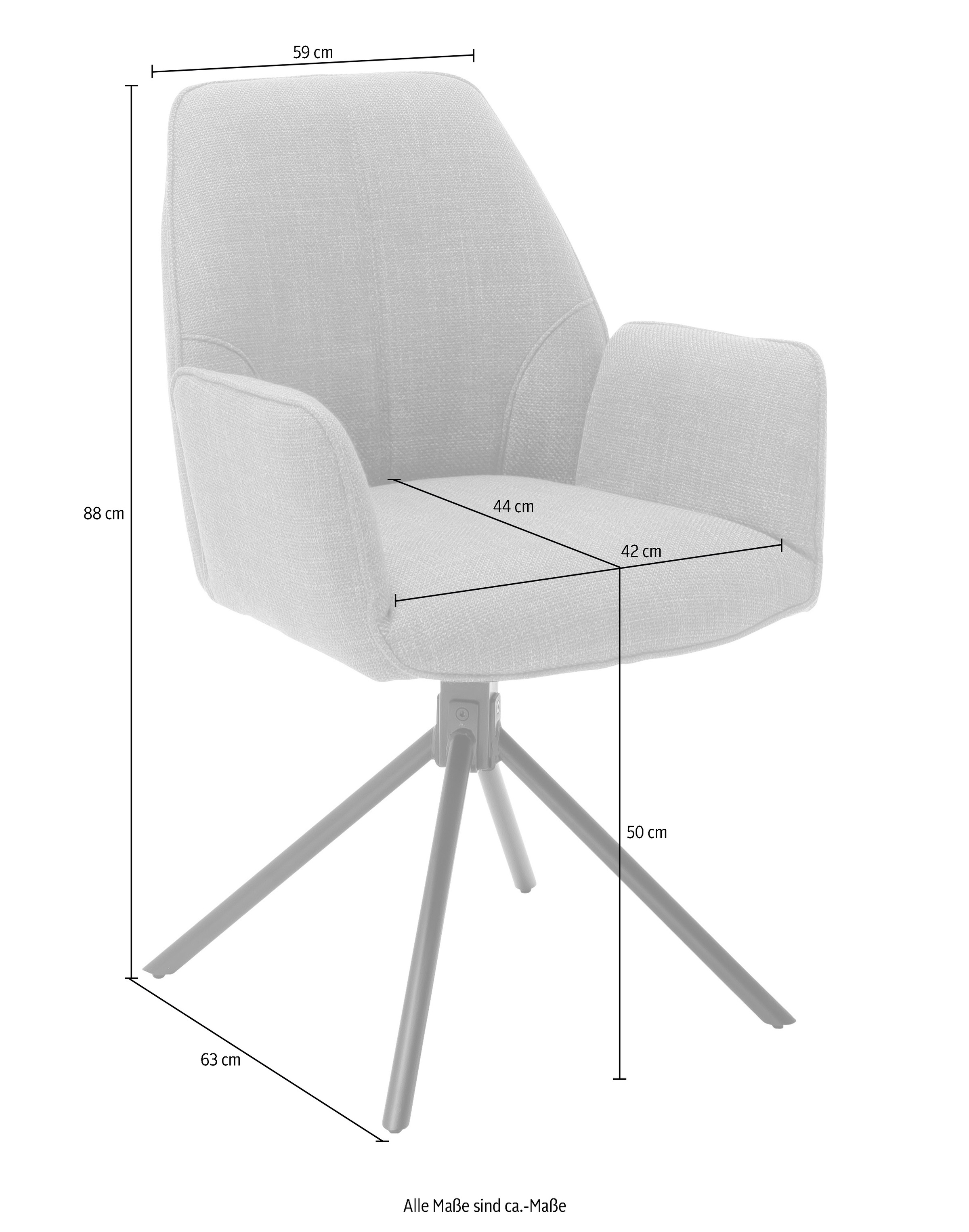MCA furniture 4-Fussstuhl »Pemba«, (Set), 2 St., 2er-Set, 180°drehabr mit Nivellierung, Stuhl belastbar bis 120 kg