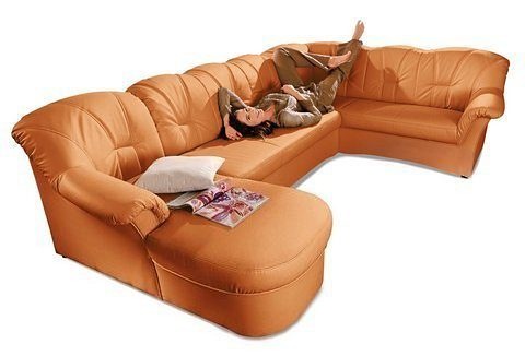DOMO collection Wohnlandschaft »Papenburg, zeitlose Rückensteppung, elegante Formensprache, U-Form«, in grosser Farbvielfalt, wahlweise mit Bettfunktion
