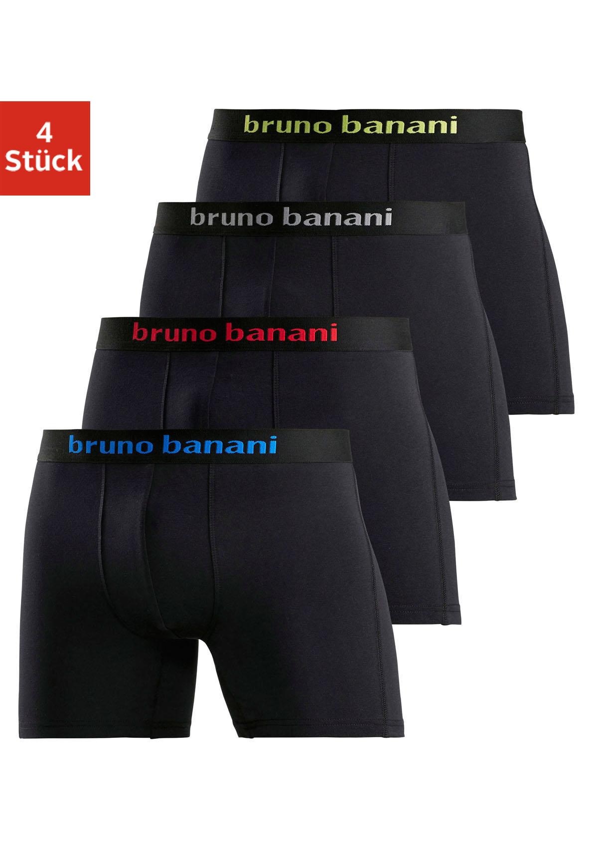 Bruno Banani Boxer »Boxershorts für Herren« Packung, 4 Stk. mit längerem Bein und auffälligen Logobund