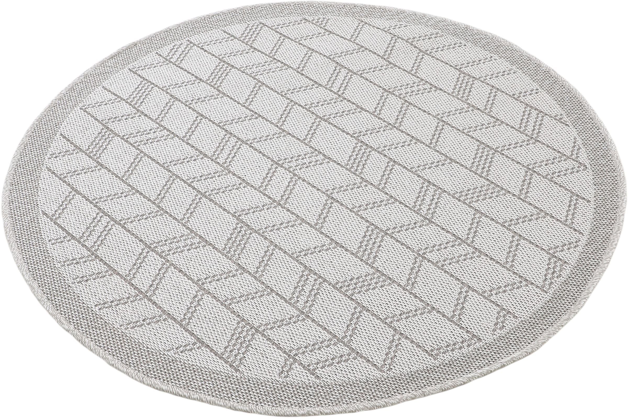 carpetfine Teppich »Boho 102«, rund, 4 mm Höhe, robustes Flachgewebe, Sisal Optik, für Aussenbereich