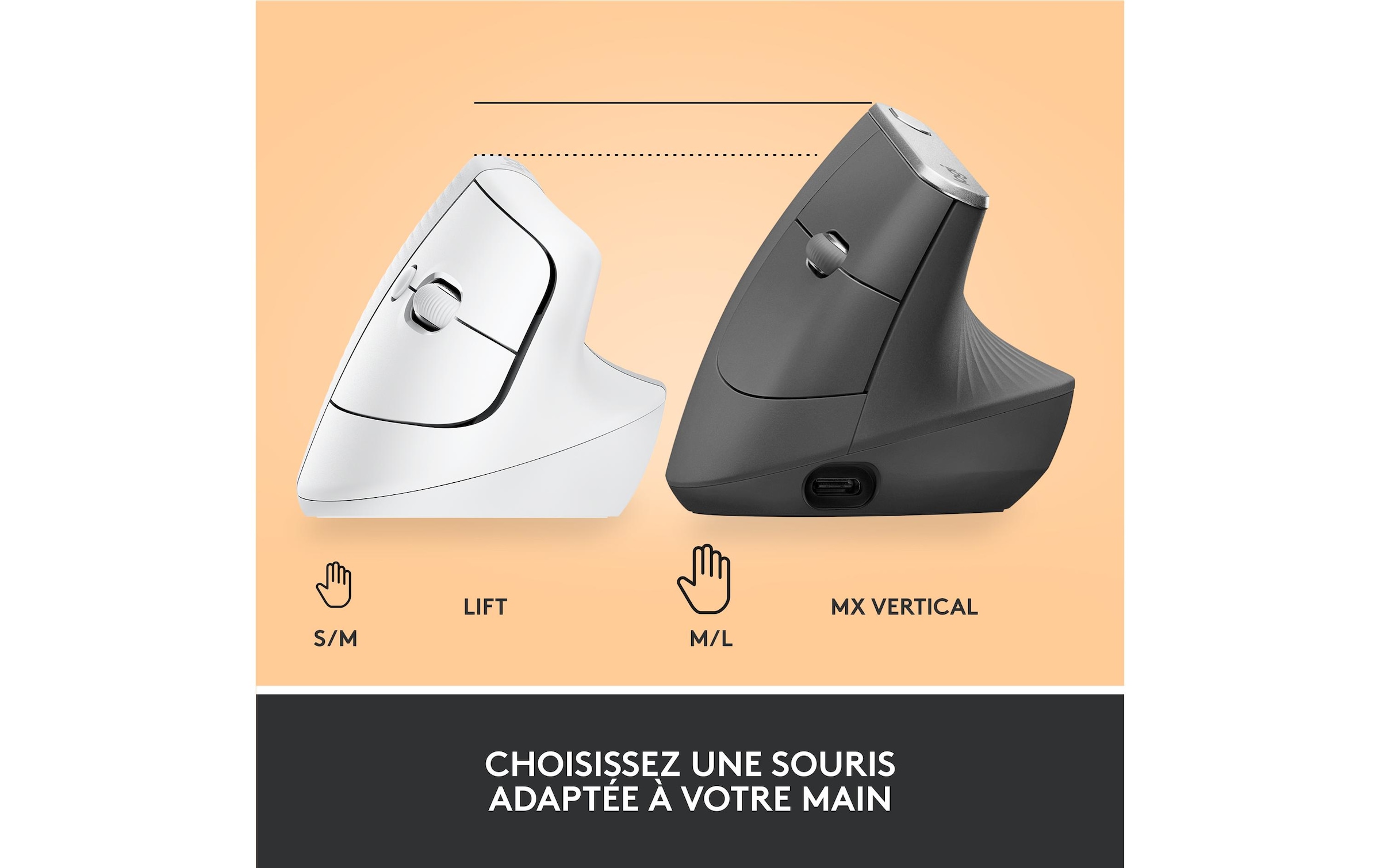 Logitech ergonomische Maus »Maus Lift Off-white«, kabellos