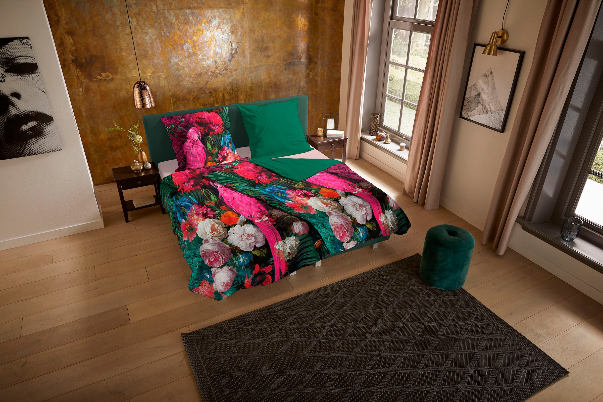 PURE luxury collection Wendebettwäsche »Bohem«, Mikrofaser, 135x200, Pflegeleicht, Reissverschluss Wendeoptik, Tropisch