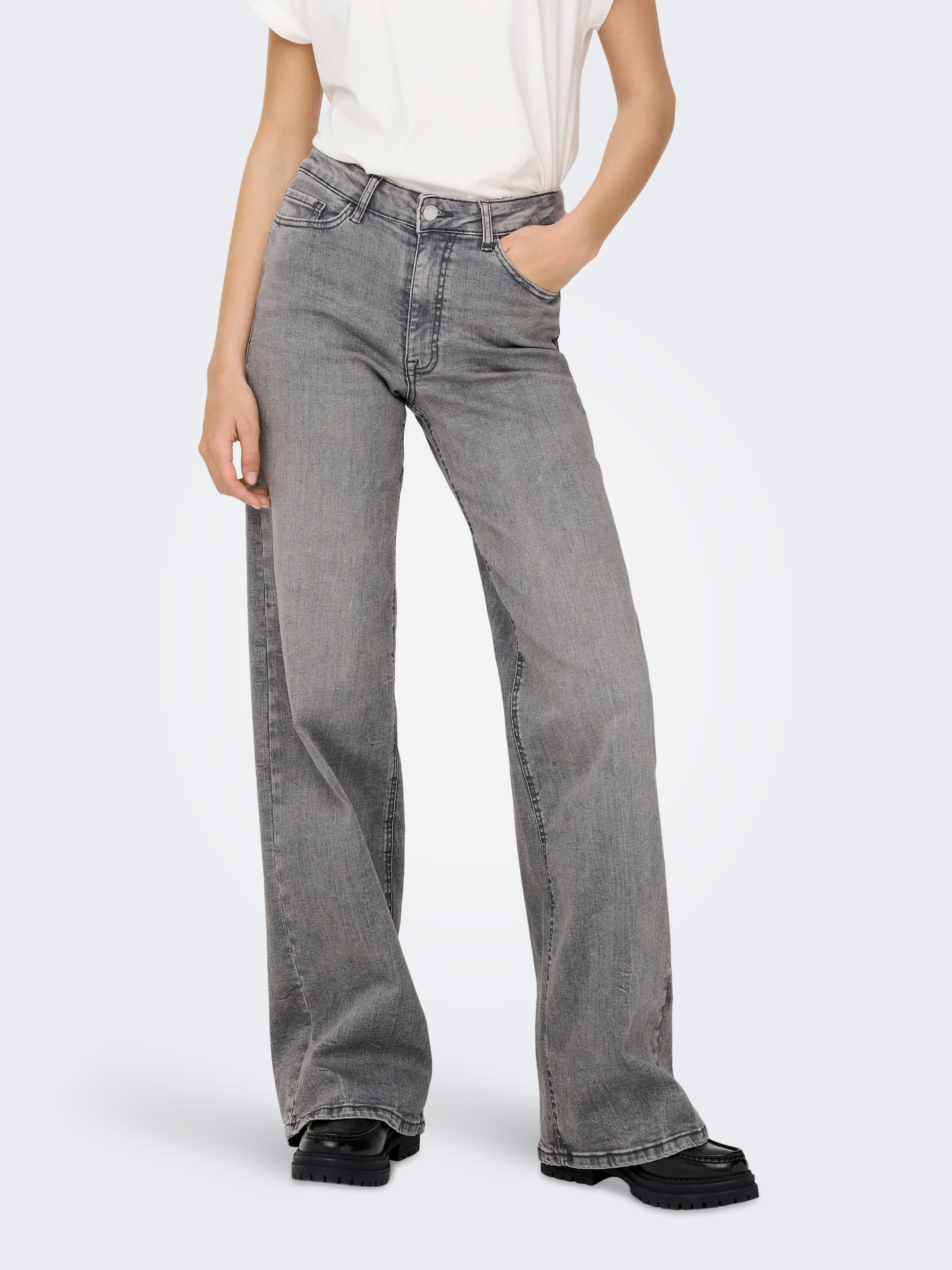 JDY High-waist-Jeans »JDYFELINA-FINA HW WIDE JNS LT GREY DNM«