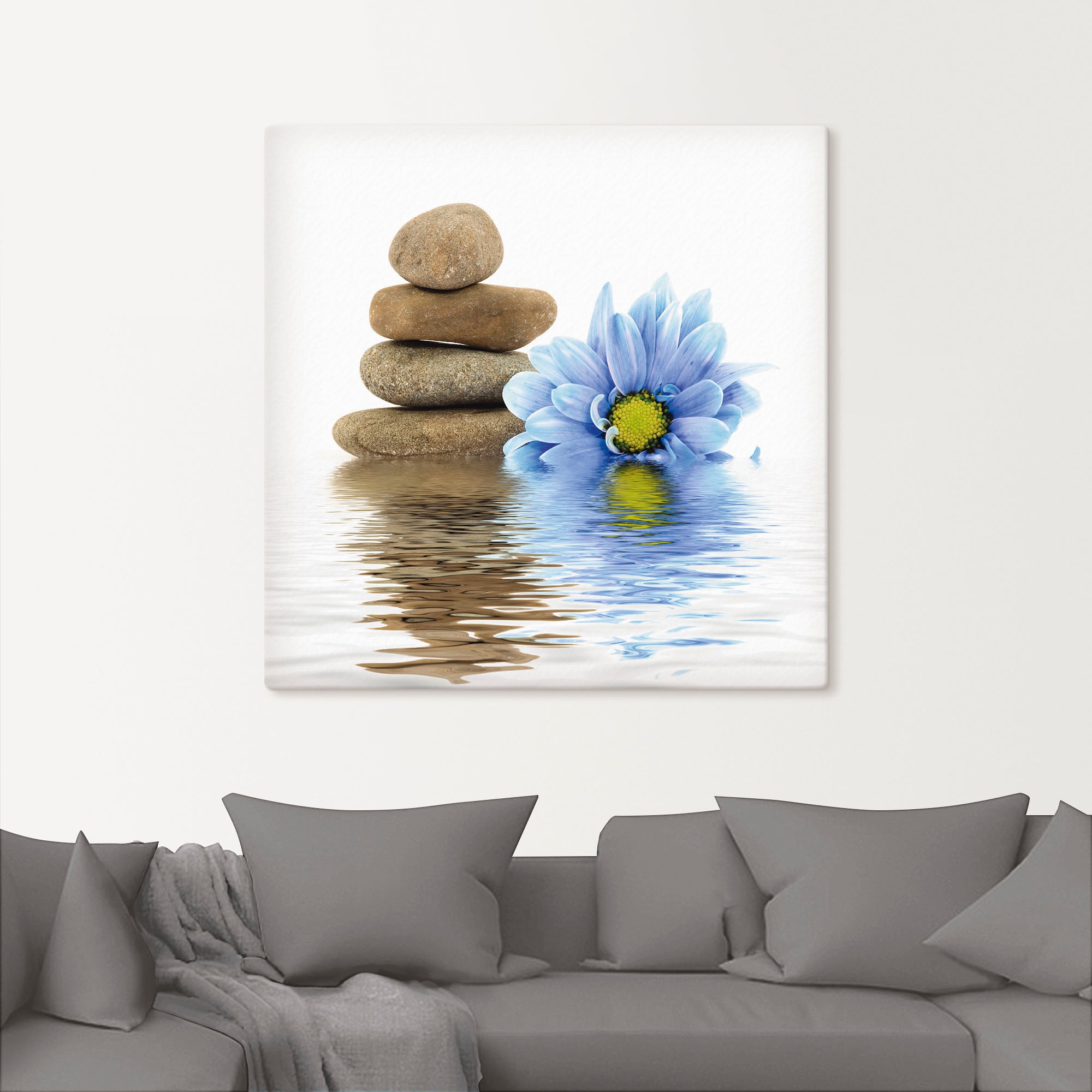 Artland Wandbild »Therapie-Steine mit einzelnen Blumen«, Zen, (1 St.), als Leinwandbild, Wandaufkleber in verschied. Grössen