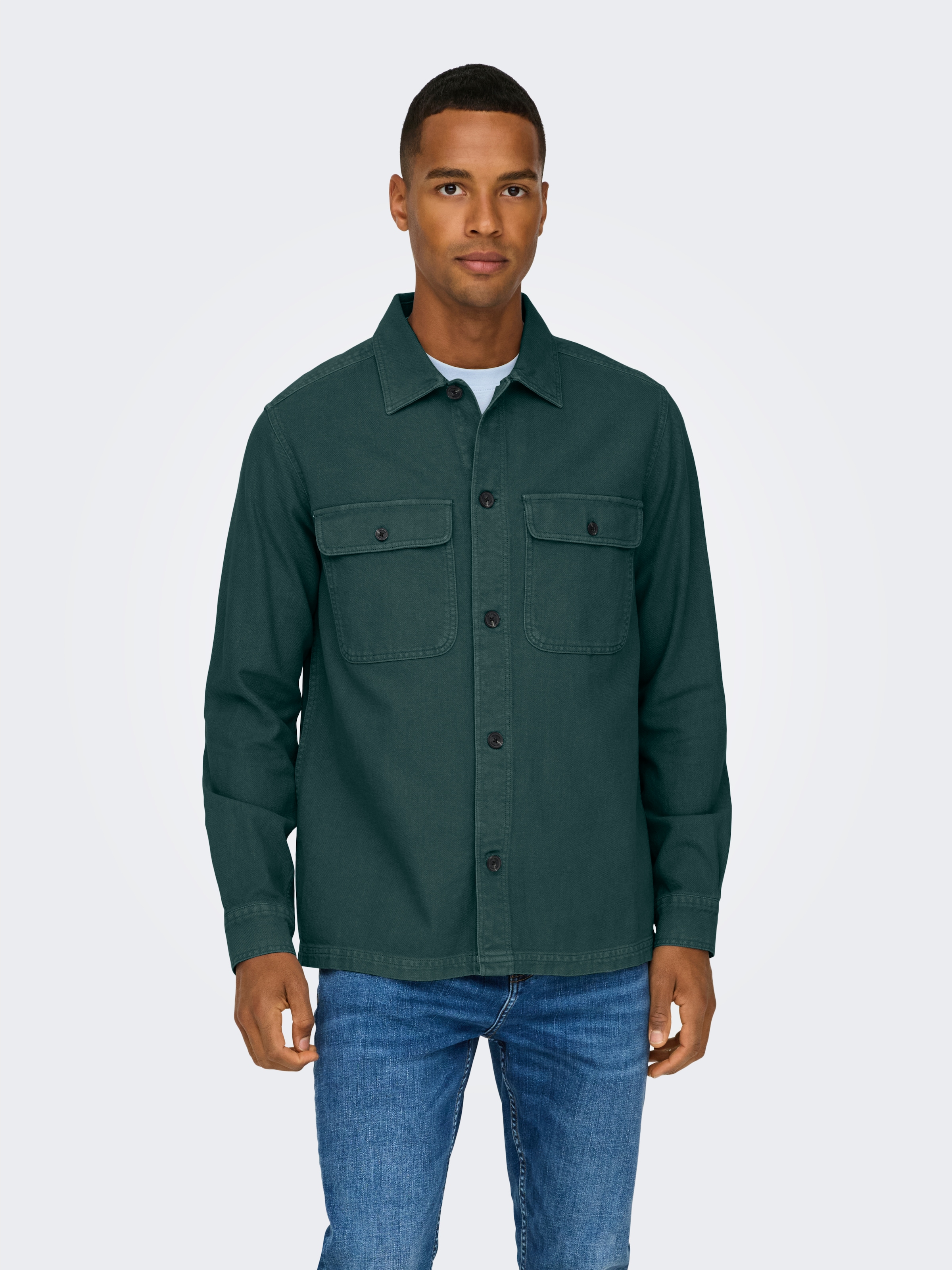 ONLY & SONS Langarmhemd »ONSOLIVER TWILL OVERDYE OVERSHIRT BF«