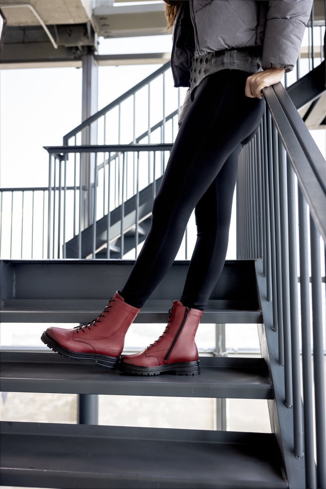 Remonte Schnürstiefelette, Blockabsatz, Schnürboots, Chunky Boots mit Kontrast-Rahmennaht