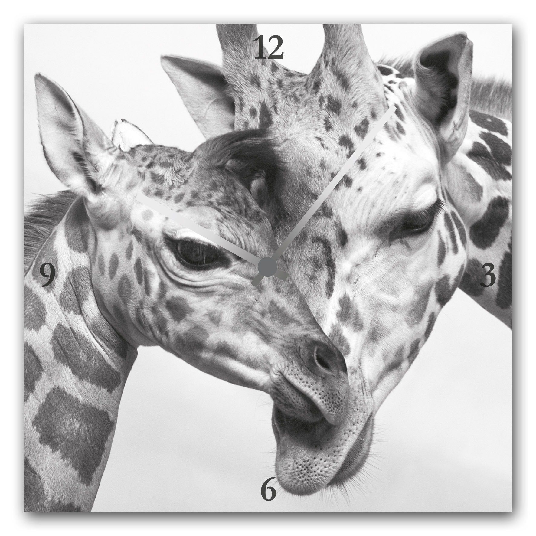 queence Wanduhr »Giraffen«, eckig, Acrylglas