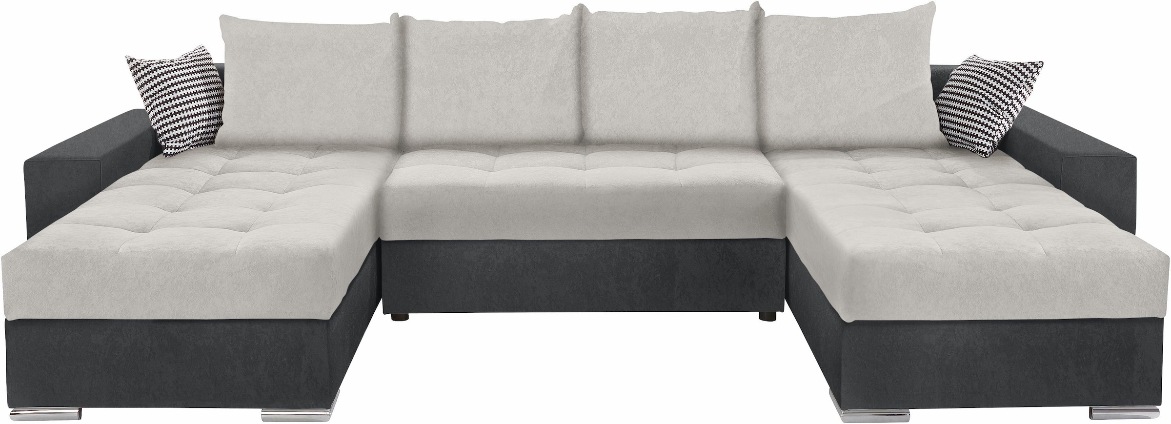 COLLECTION AB Wohnlandschaft »XL-Josy U-Form, Breite 313 cm, Kunstleder-Mix, Microfaser«, inkl. Bettfunktion, Bettkasten, mit 4 gleich grossen Rückenkissen