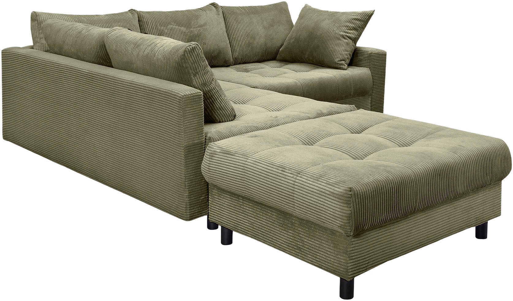 Home affaire Ecksofa »Toni L-Form, B: 215 cm«, mit Hocker & 2 Zierkissen, Federkern