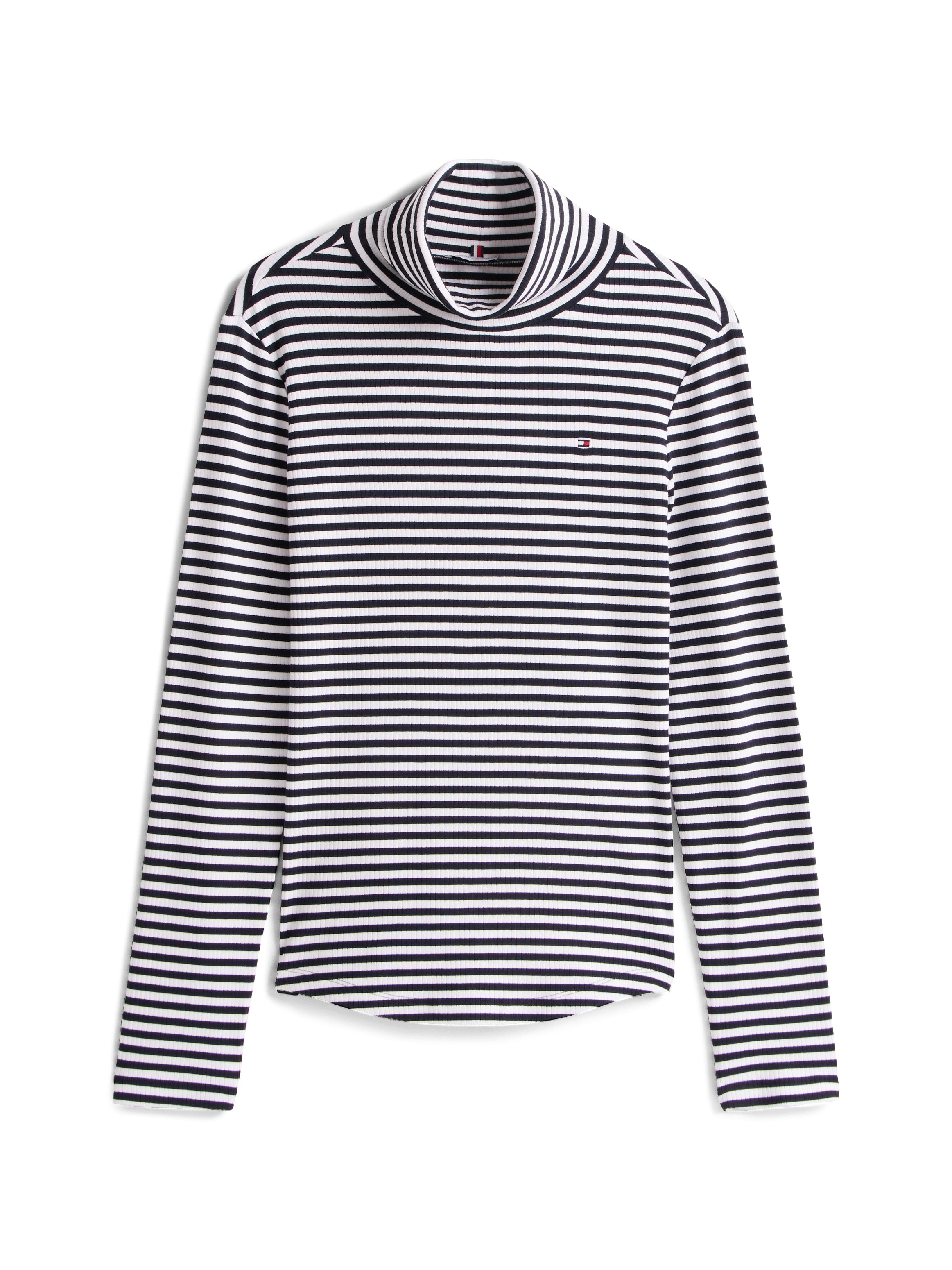 Tommy Hilfiger Langarmshirt »SLIM 5X2 RIB ROLL-NK LS«, in gerippter Struktur