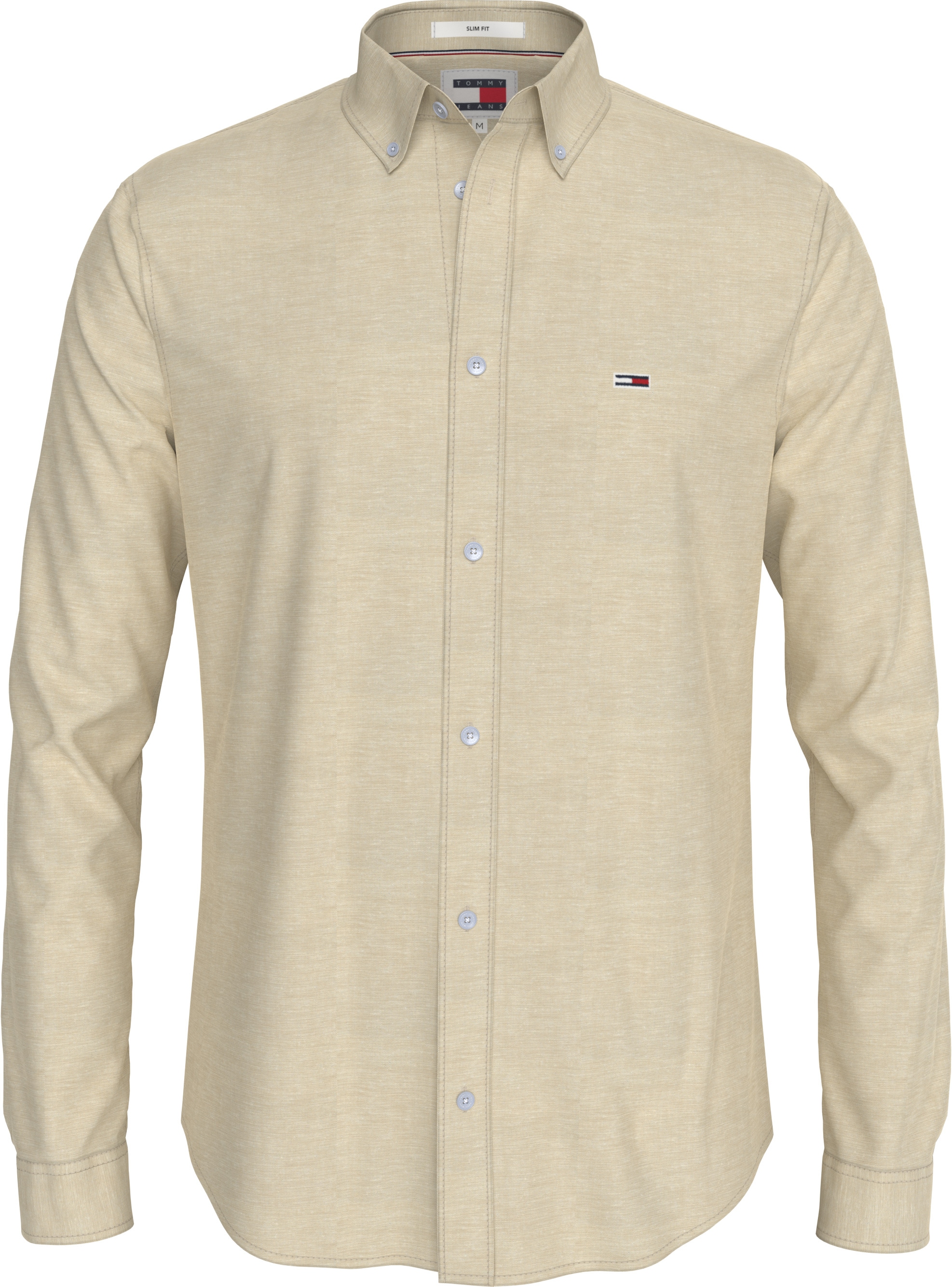Tommy Jeans Langarmhemd »TJM Slim Stretch Oxford Shirt«, mit Flaglabel auf der Brust