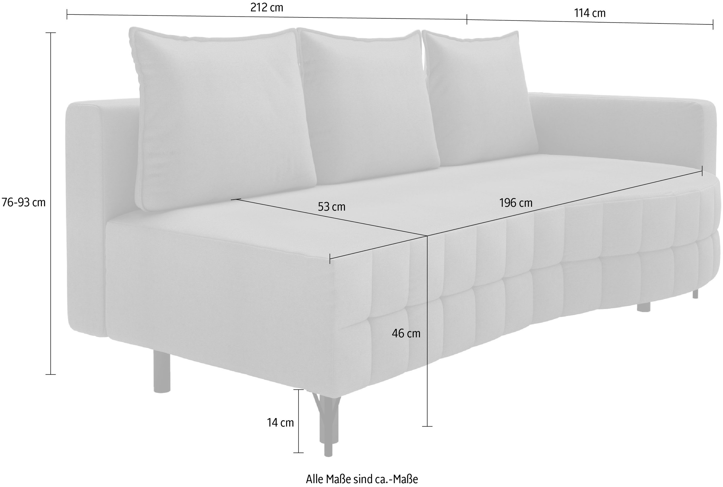 exxpo - sofa fashion Loungesofa »T wiggy Schlafsofa mit Bettfunktion und Bettkasten,«, komfortabler Federkern, super Sitzkomfort, elegante Formensprache