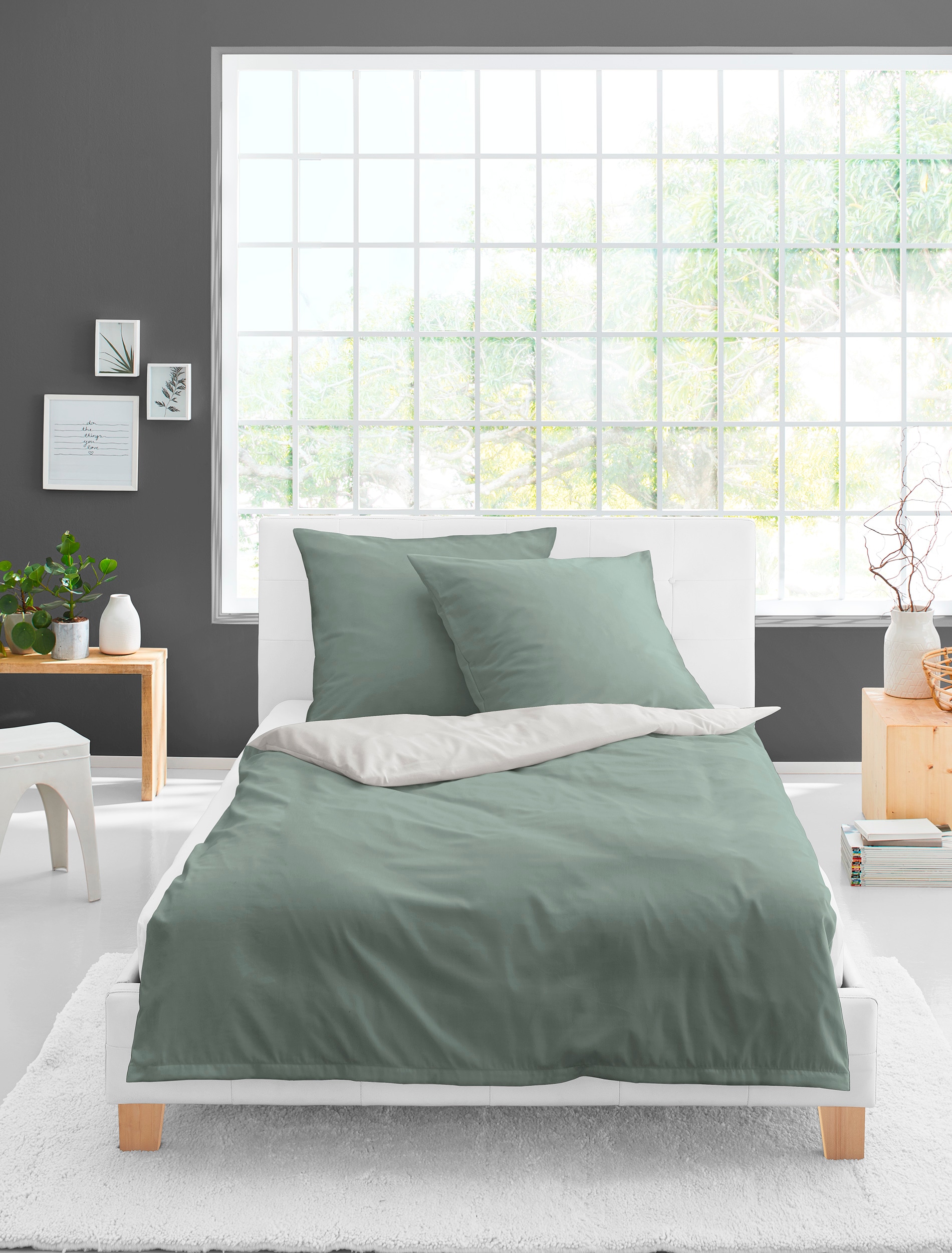 BIERBAUM Wendebettwäsche »Modern Uni in Gr. 135x200 oder 155x220 cm«, Modernes Unidesign: Schlichte, elegante Optik für jedes Schlafzimmer