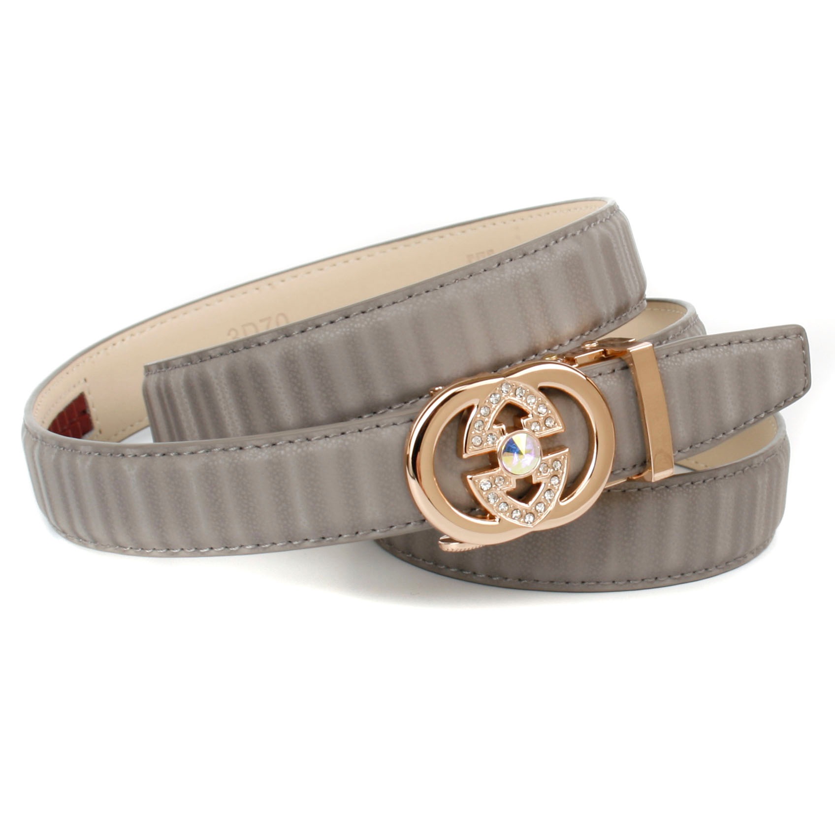 Anthoni Crown Ledergürtel mit goldfarbener Automatik Schliesse, Metallschlaufe