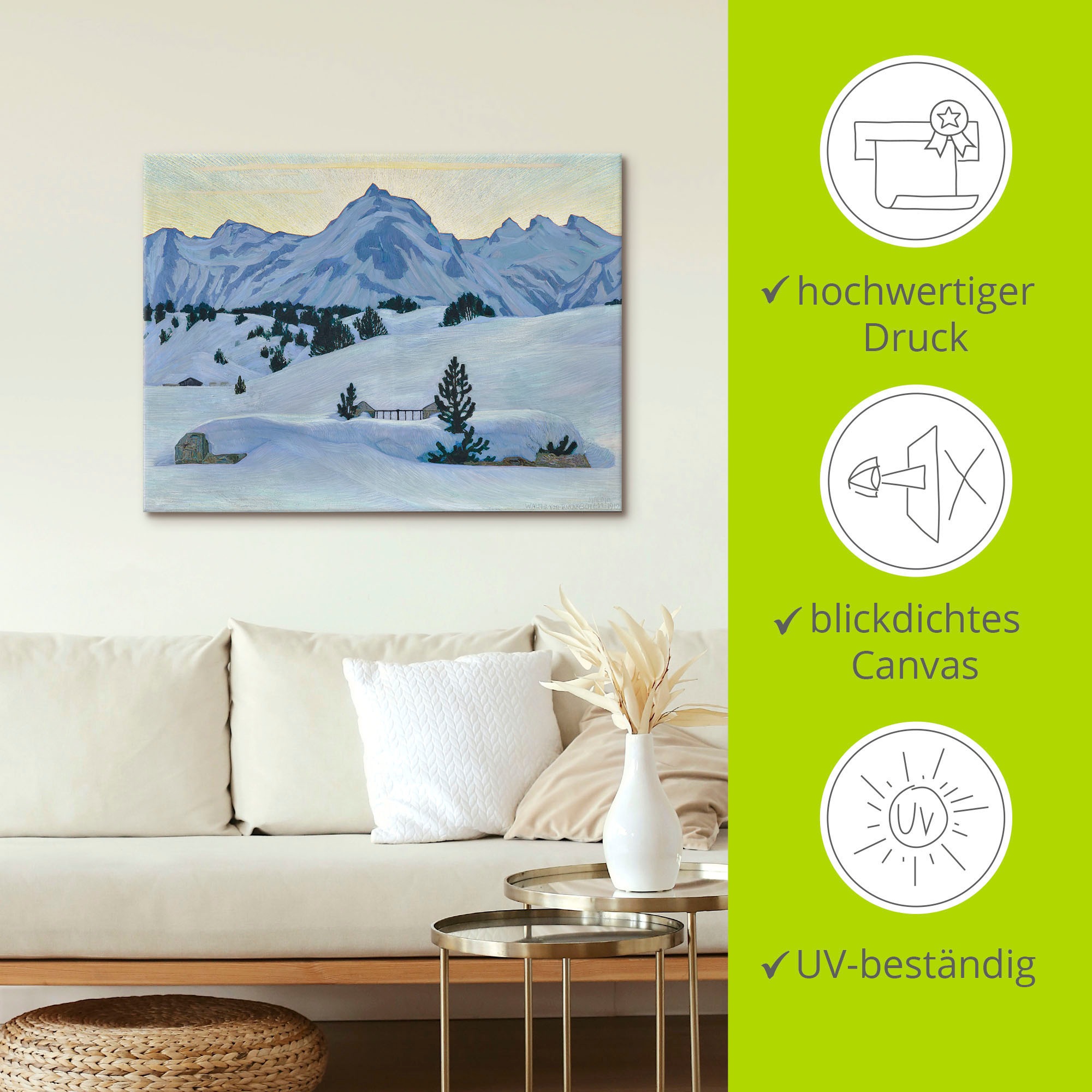 Artland Wandbild »Winterlandschaft bei Maloja. 1912«, Berge & Alpenbilder, (1 St.), als Alubild, Leinwandbild, Wandaufkleber oder Poster in versch. Grössen