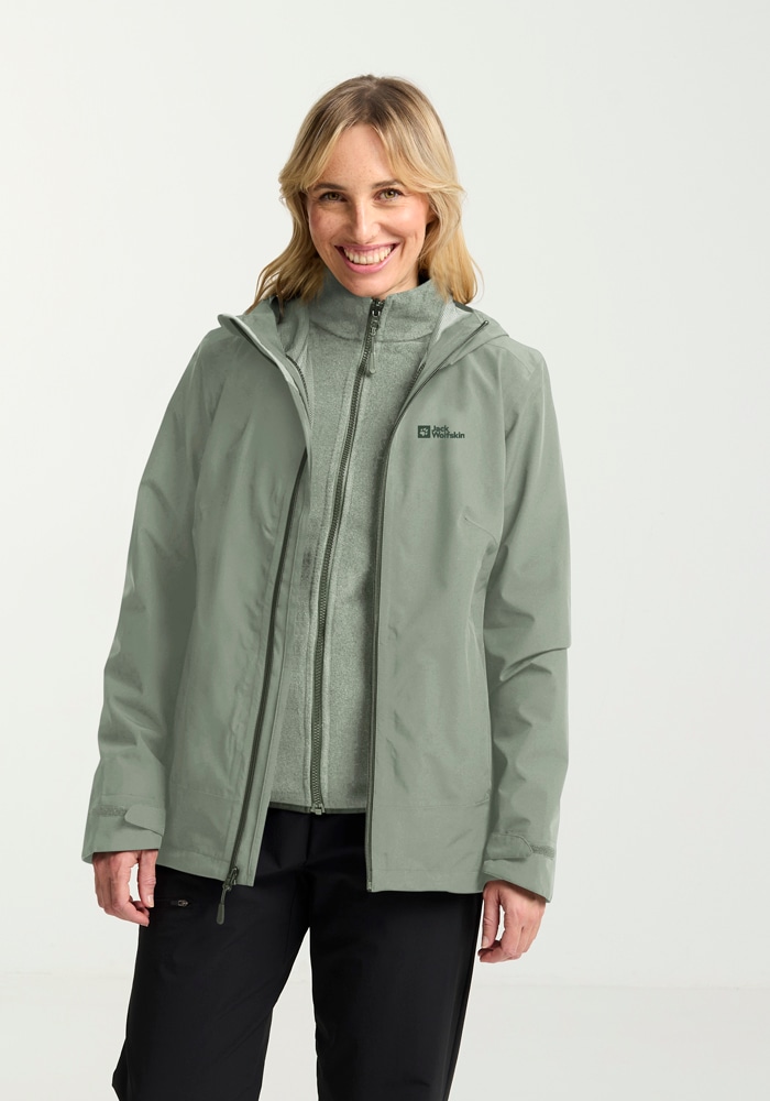 Jack Wolfskin 3-in-1-Funktionsjacke »MOONRISE 3IN1 JKT W«, mit Kapuze, 3in1, atmungsaktiv, Übergangsjacke