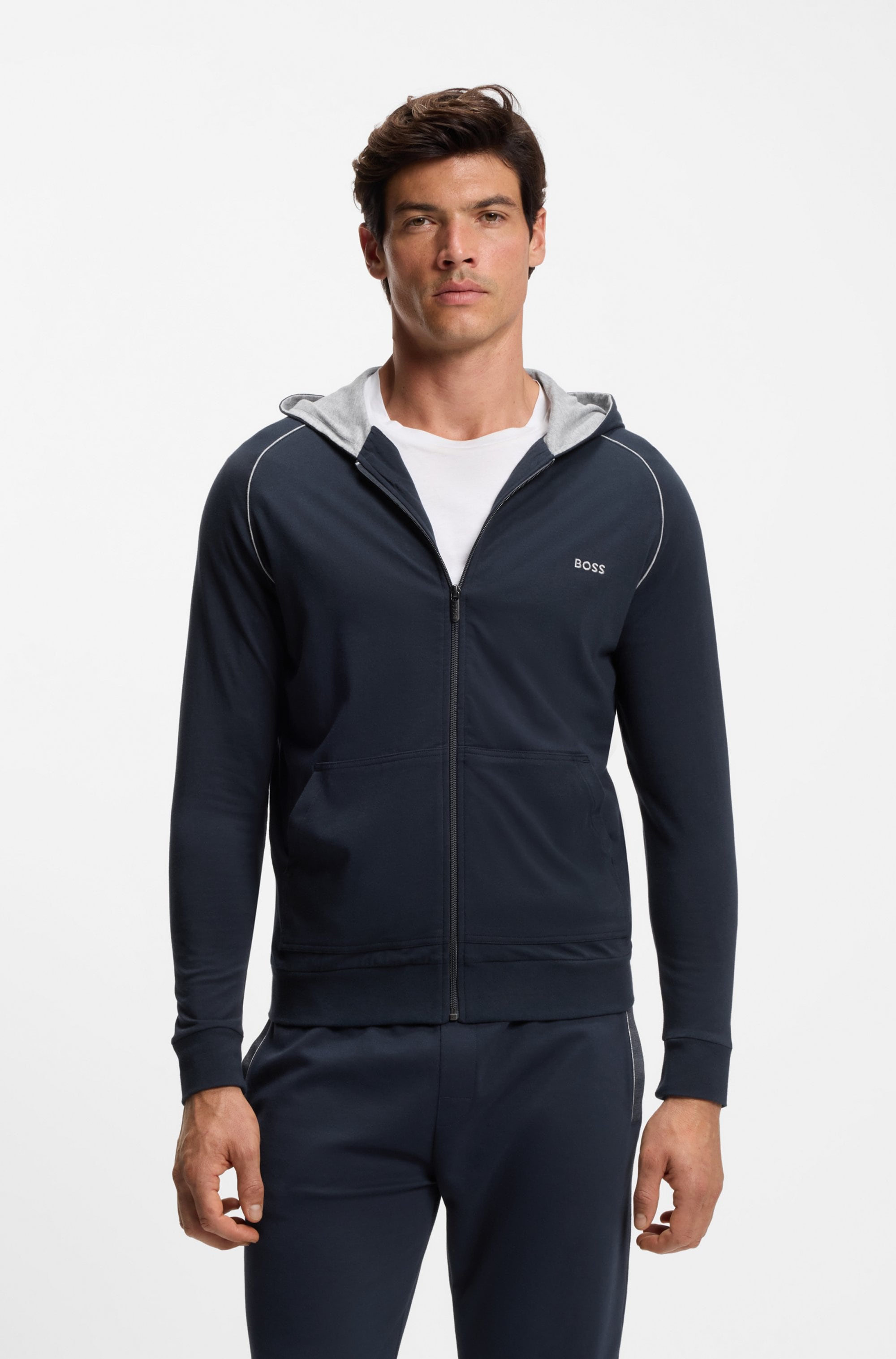 BOSS Kapuzensweatjacke »Mix&Match Jacket H« mit BOSS Stickerei auf der Brust