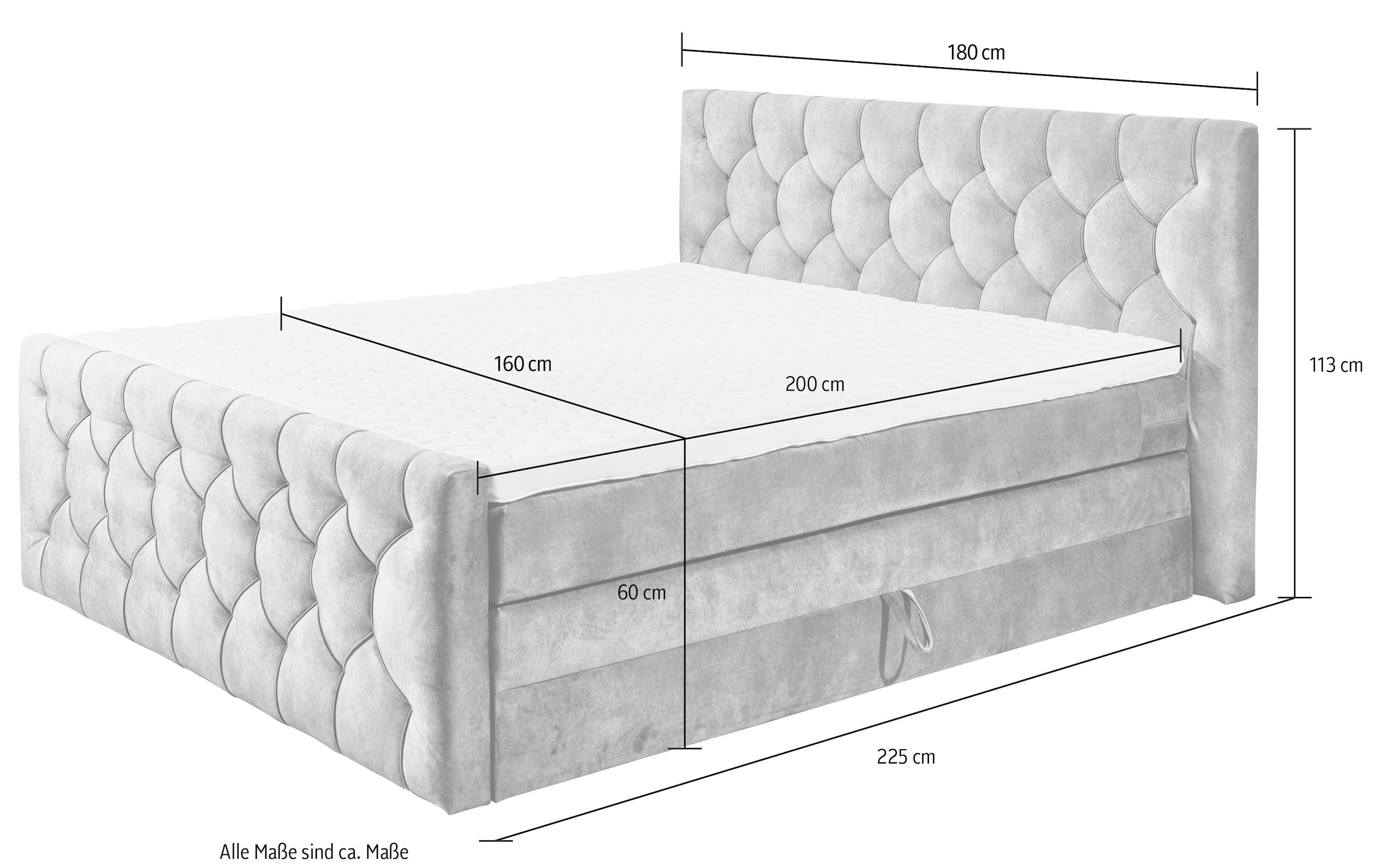 ED EXCITING DESIGN Boxspringbett »"Cashfield"! Topseller inkl. zwei Bettkästen & Topper«, erhältlich in den Grössen 160x200cm und 180x200cm