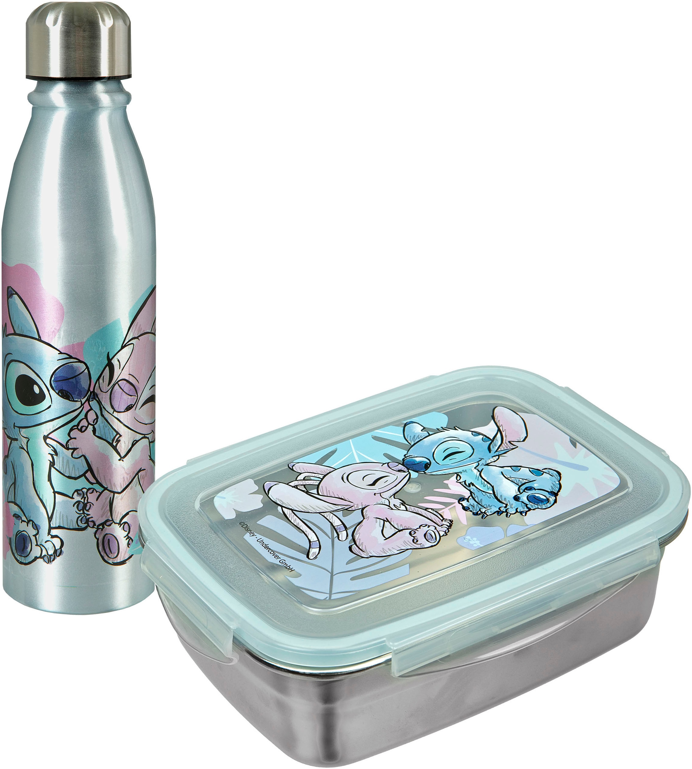 Lunchbox »Brotdose & Trinkflasche, Stitch«, (Set, 2 tlg.), mit Trinkflasche