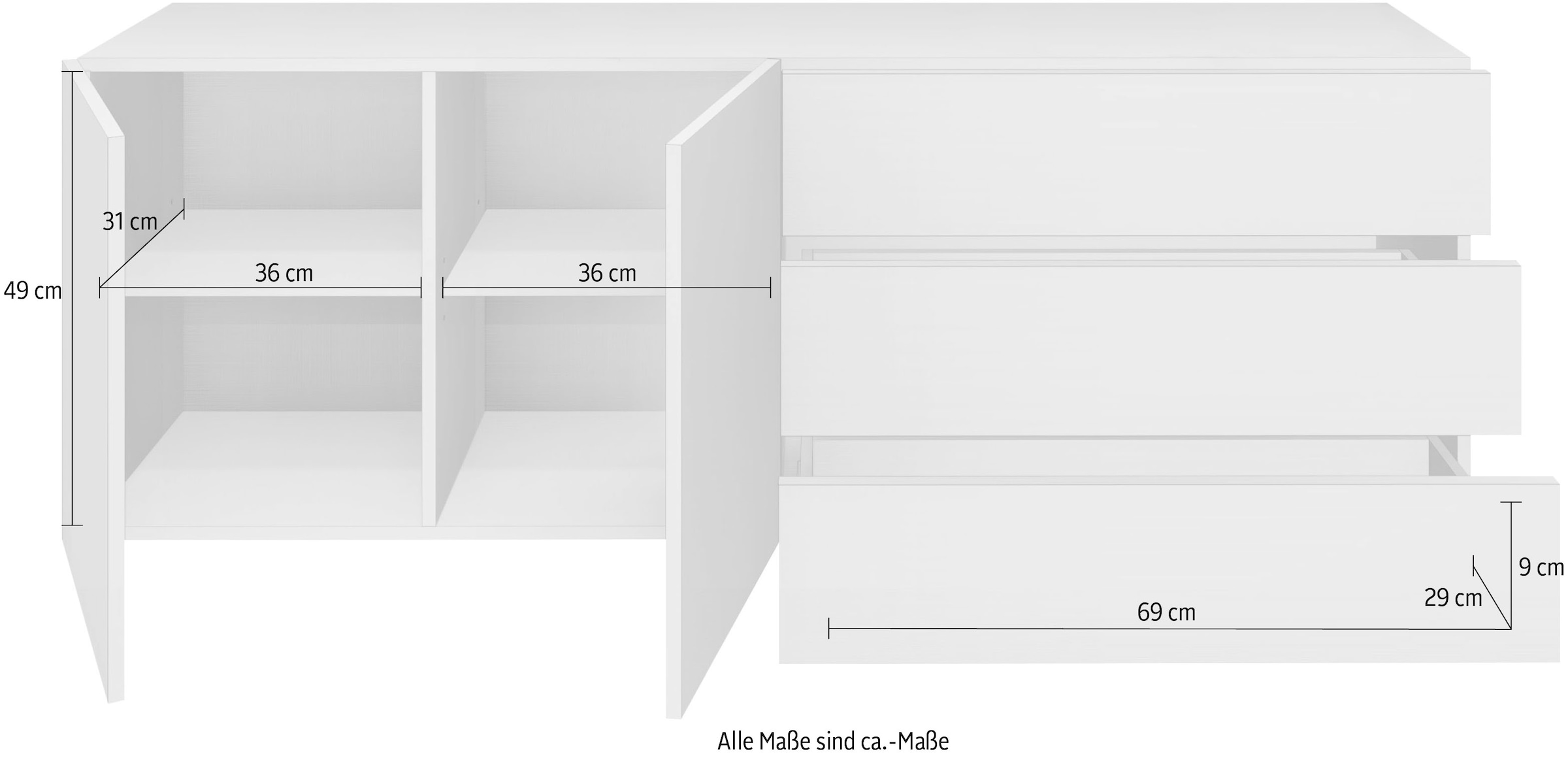 Möbel Breite ❤ Jelmoli-Online Shop hängend Lowboard borchardt kaufen nur »Vaasa«, im cm, 152