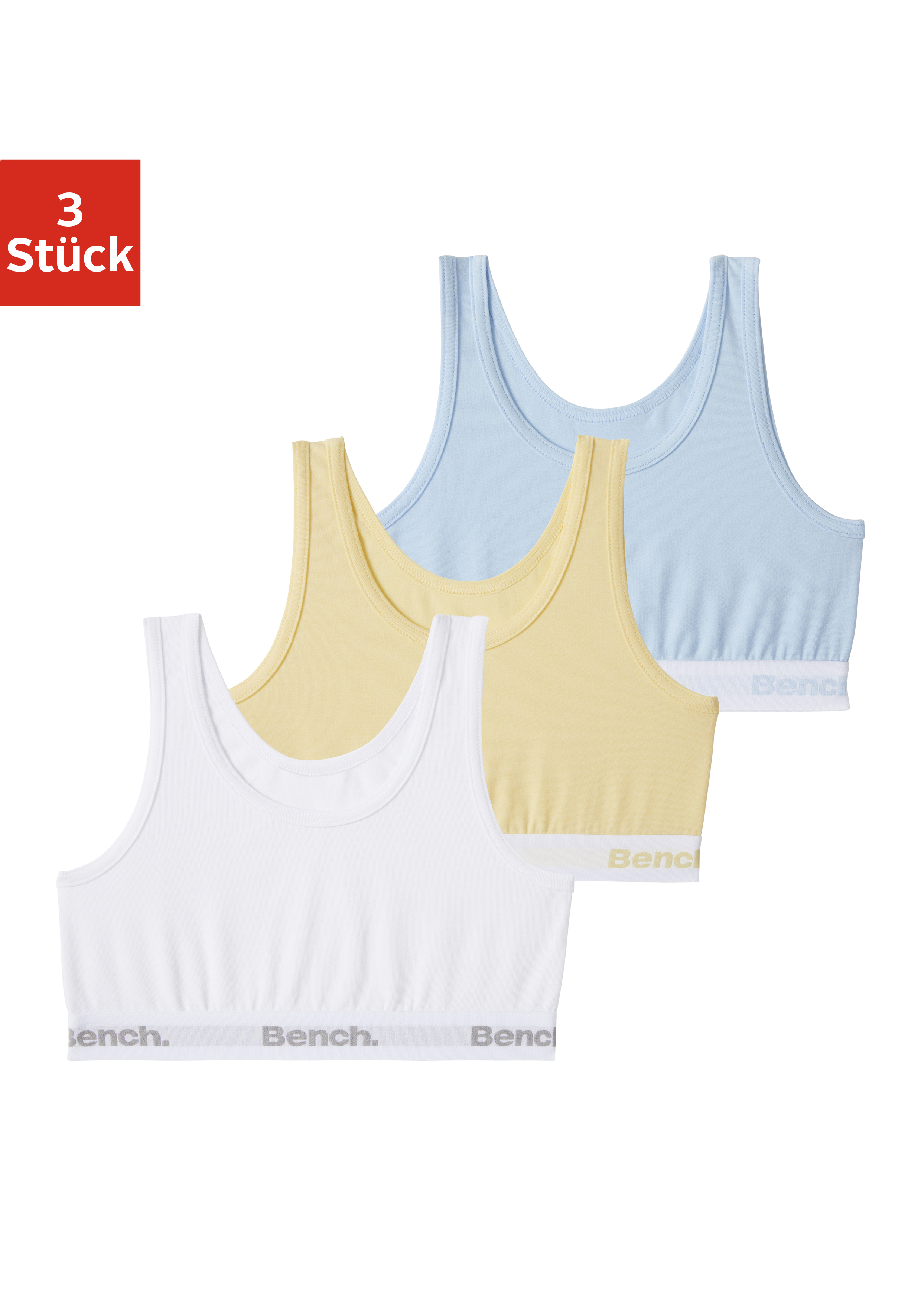 Bustier, (Packung, 3 tlg.), mit Logo-Webbund