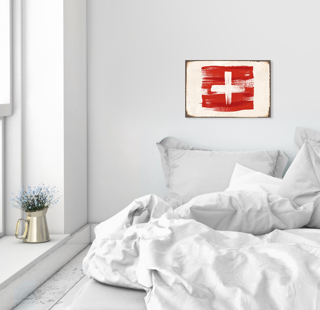 queence Metallbild »SCHWEIZ FLAGGE«, Schweiz, Blechschilder