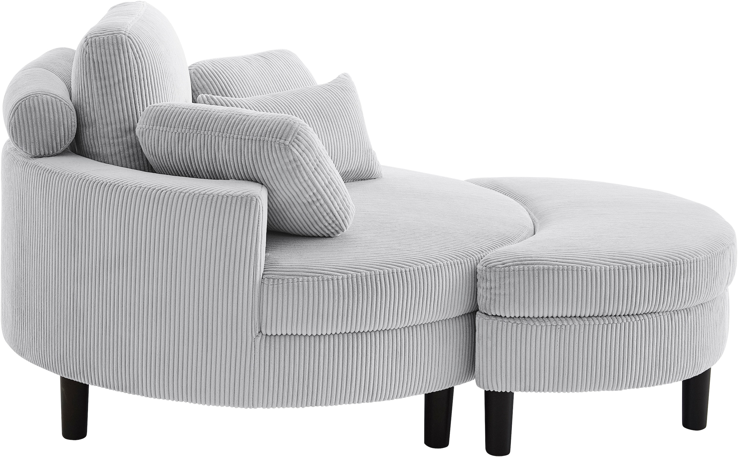 ATLANTIC home collection Loveseat »Ravi, B: 114 cm«, XXL- Sessel, mit Stauraumhocker, Rückenstütze & 4 Zierkissen