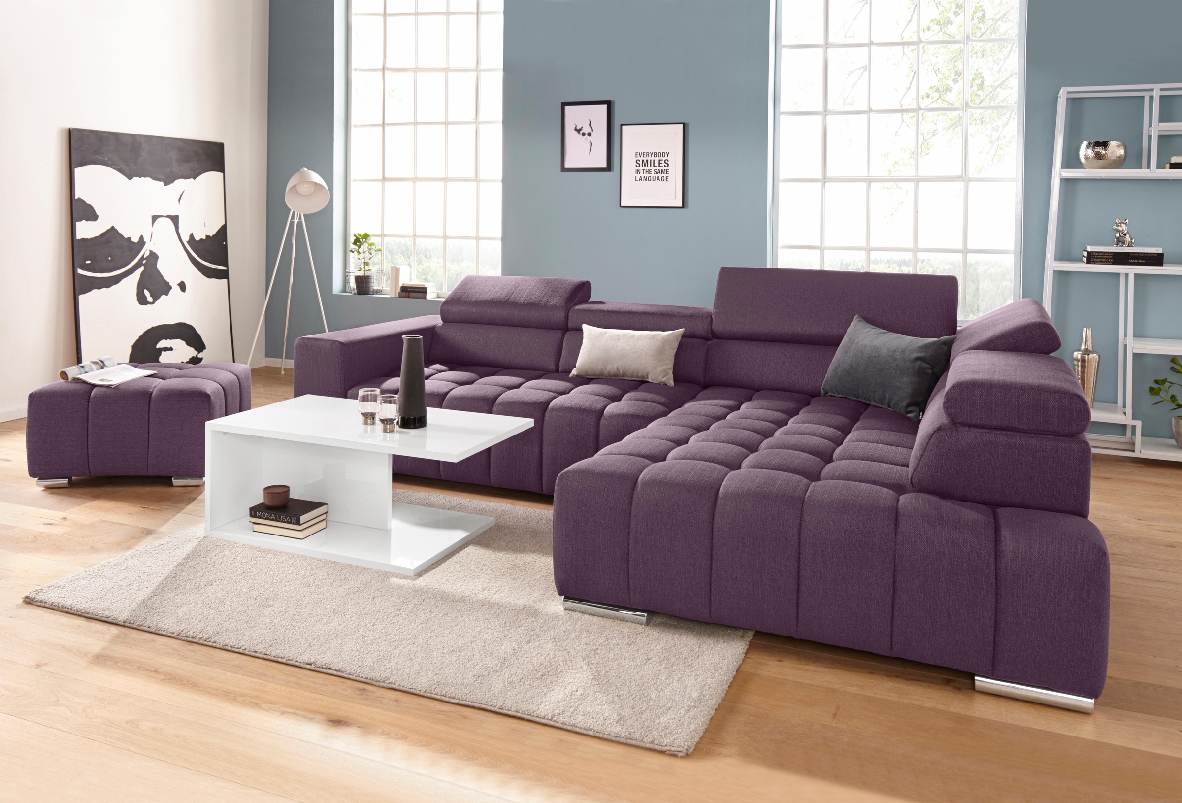 exxpo - sofa fashion Ecksofa Elias, L-Form, mit Kopf- bzw. Rückenverstellung, wahlweise mit Bettfunktion
