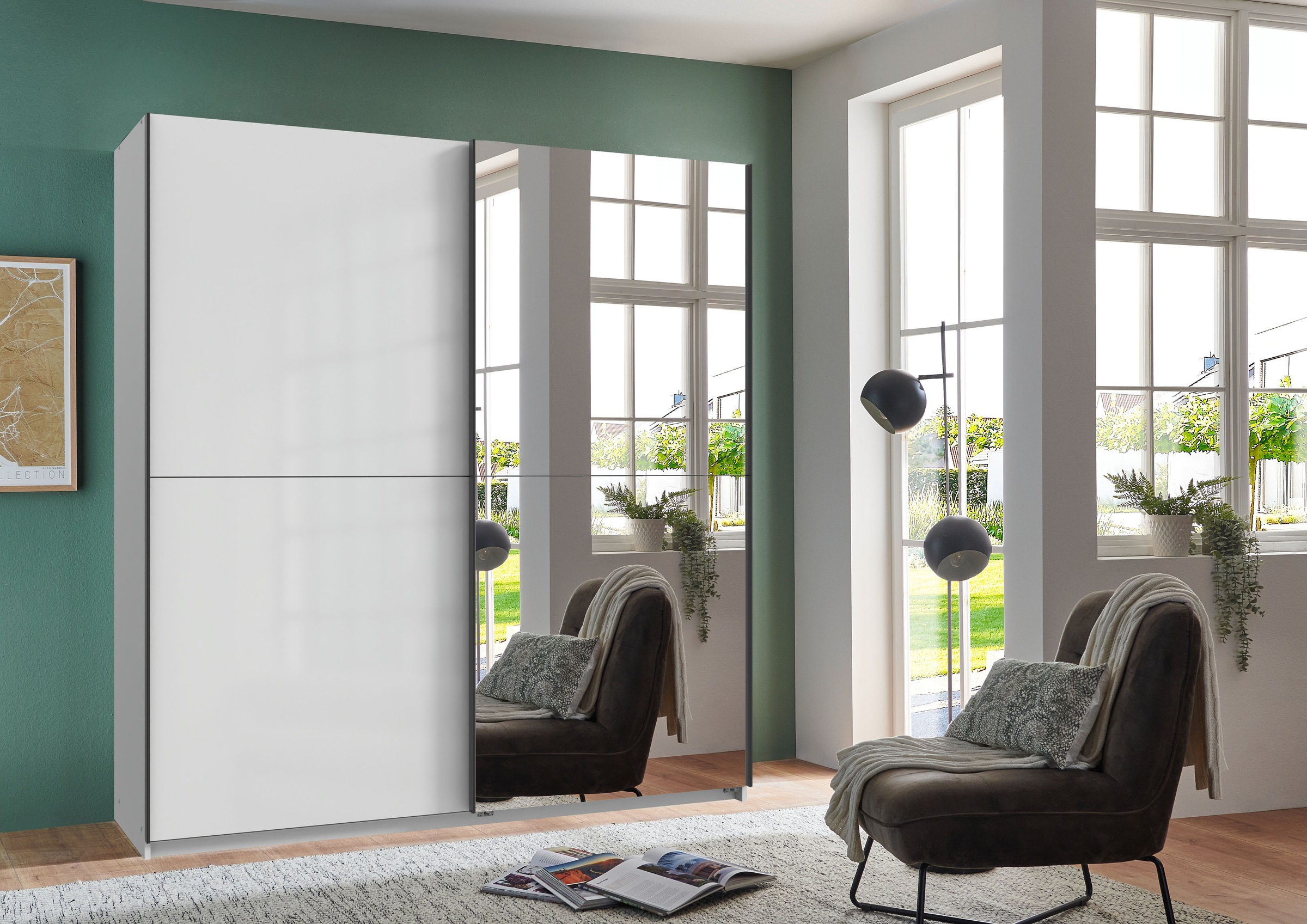 Wimex Kleiderschrank »Mugano, B/T/H 135 oder 180/65/198cm, Made in Germany«, (wähle Deine Ausstattung: Basic oder Premium!), 2 Schwebetüren mit oder ohne Spiegel, Metallgriffe