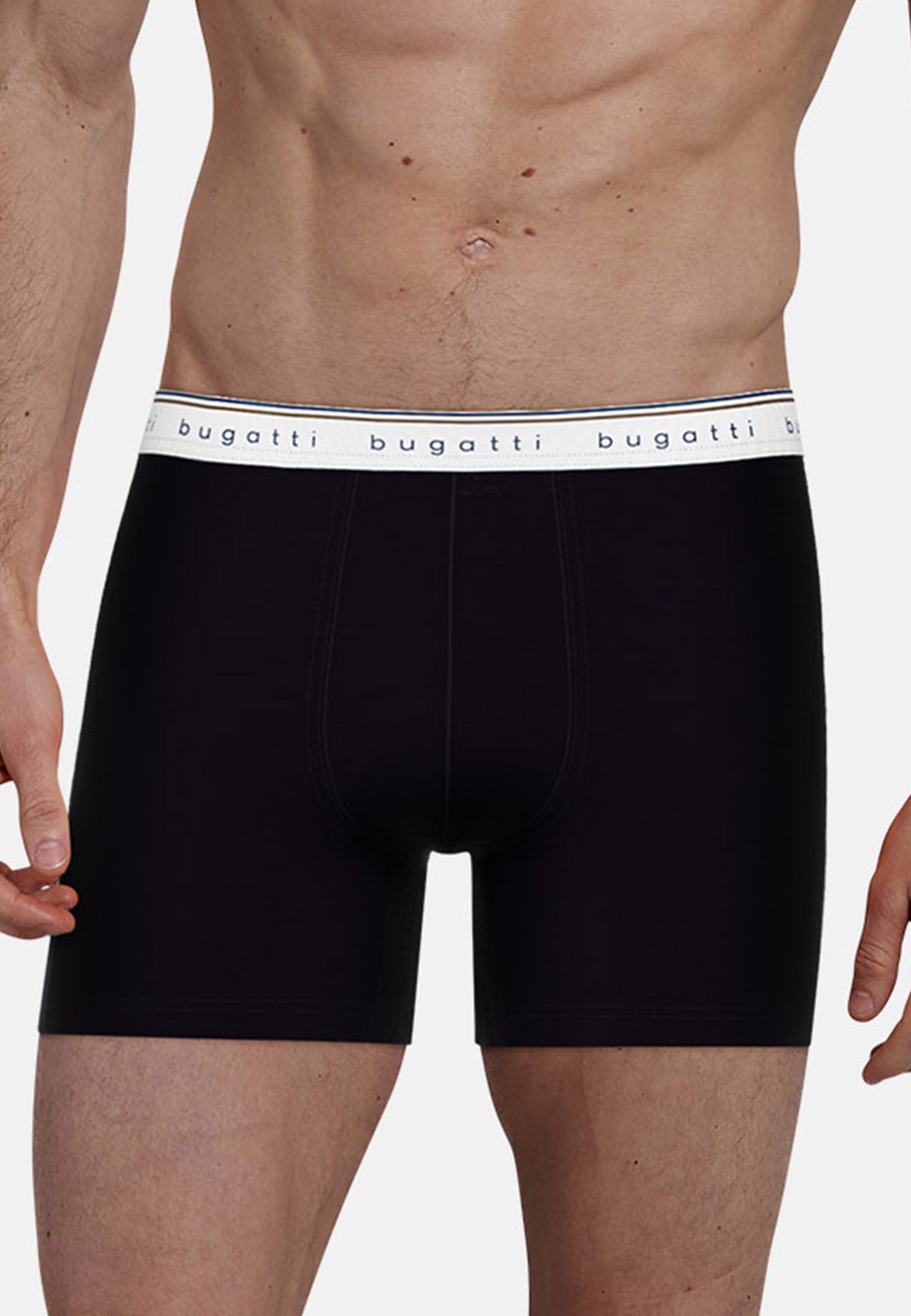 bugatti Boxershorts »Pisa«, (3er Pack), breiter Bund, mit Logo, atmungsaktiv, Baumwollmix, eng, basic