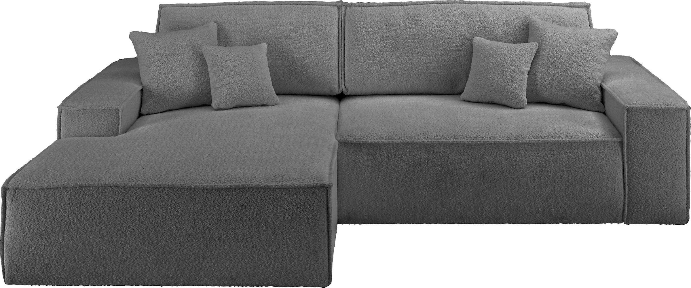 andas Ecksofa »Finnley Schlafsofa 267 cm in Bouclé u. Struktur fein, L-Form,«, Schlaffunktion m. Bettkasten (136/210 cm), Bouclé, Struktur