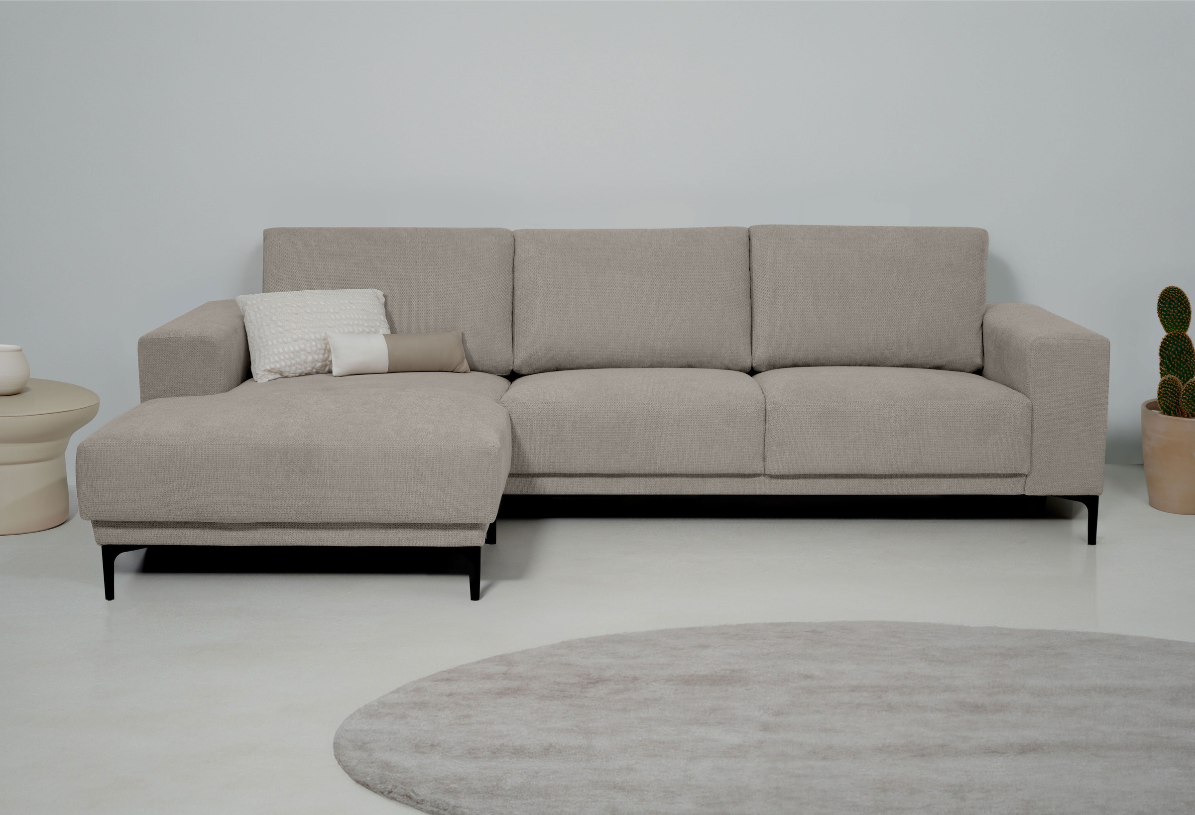 GOODproduct Ecksofa "Xander, L-Form," Breite 280 cm, Soft-Touch Chenille, schwarze Metallfüsse