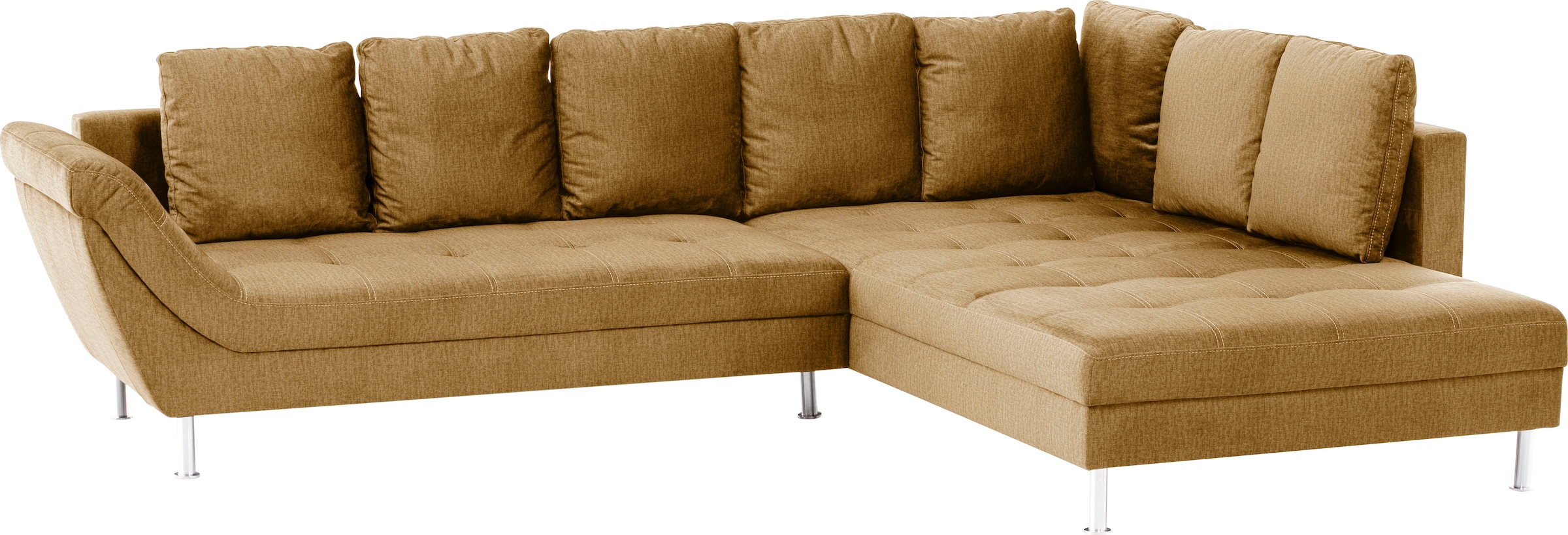 exxpo - sofa fashion Ecksofa »Laconi, extravagantes Designsofa mit tollem Sitzkomfort, L-Form«, in hochwertiger Detailverarbeitung, bequeme Armlehne, hoher Fuss