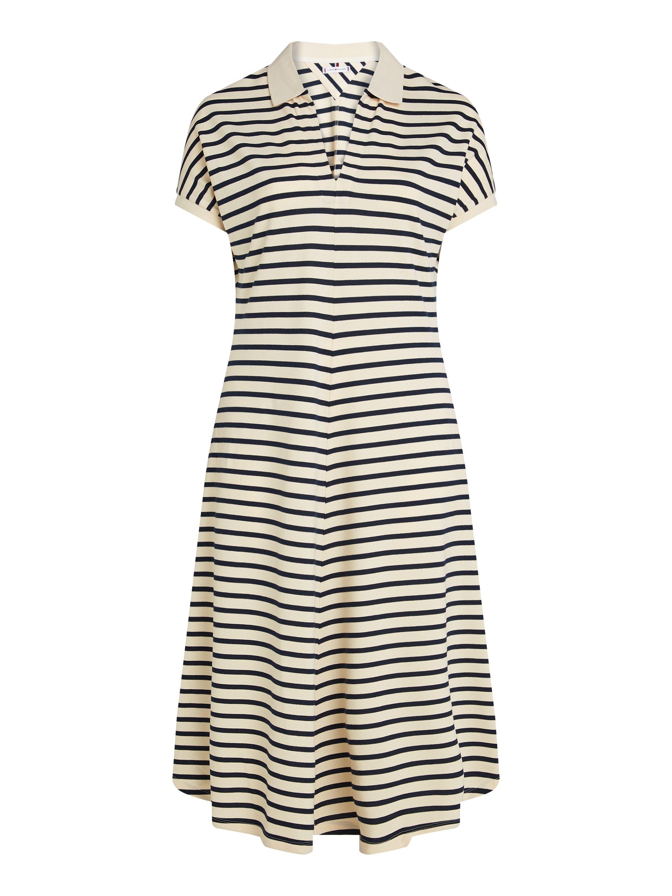 Tommy Hilfiger Curve Midikleid »CRV LYOCELL OPEN-NK MIDI DRESS«, in Grossen Grössen, Logostickerei, V-Ausschnitt