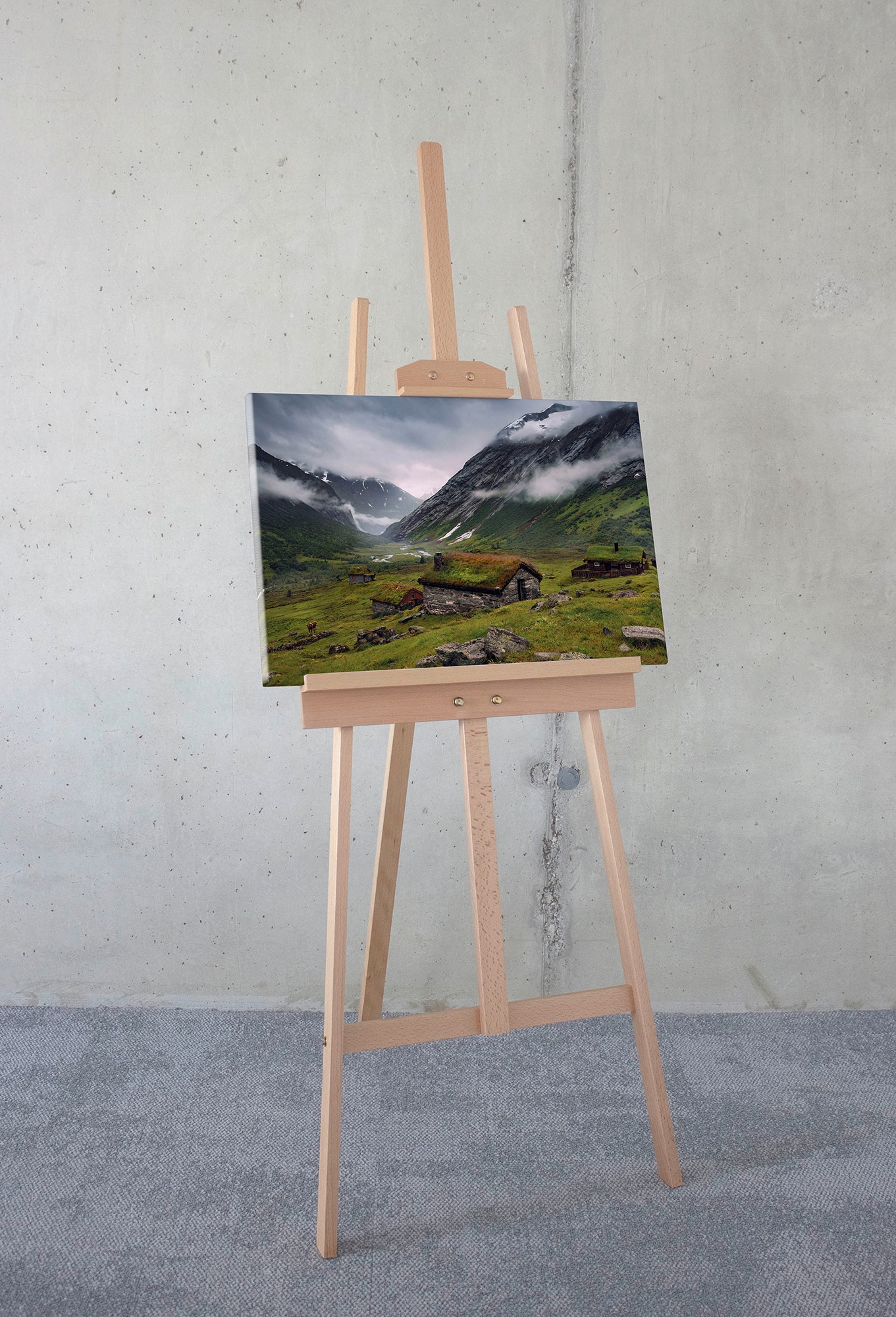 Komar Leinwandbild »Moody Mountains - Grösse 60 x 40 cm«, Baum-Blätter-Natur-Berge-Blumen-Foto-Jahreszeiten-Landschaft-Meer-Strand-Palmen, (Packung, 1 St.), Keilrahmenbild mi Echtholzrahmen