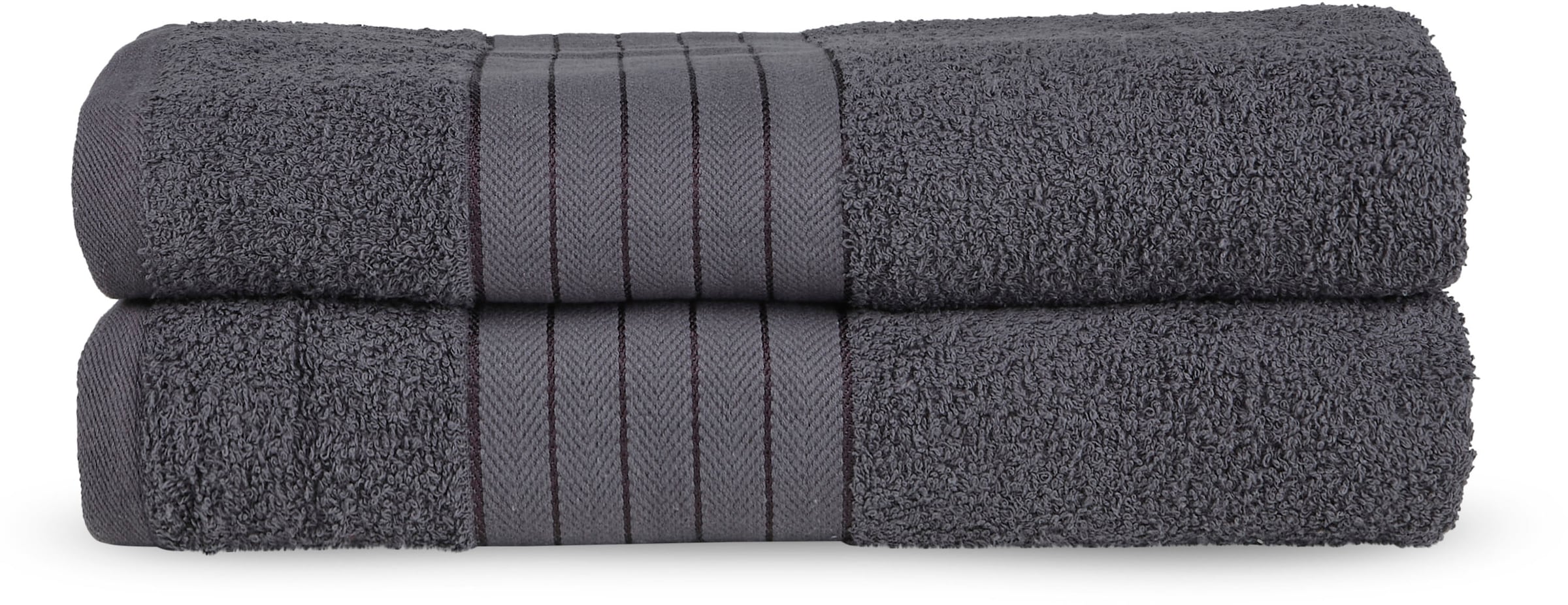 good morning Badetuch »Uni Towels«, (2 St., 2er Set Badetücher 70 x 140 cm), Baumwolle, Walkfrottee, Bordüre, 500 GSM, Weich, Einfarbig, Schwarz