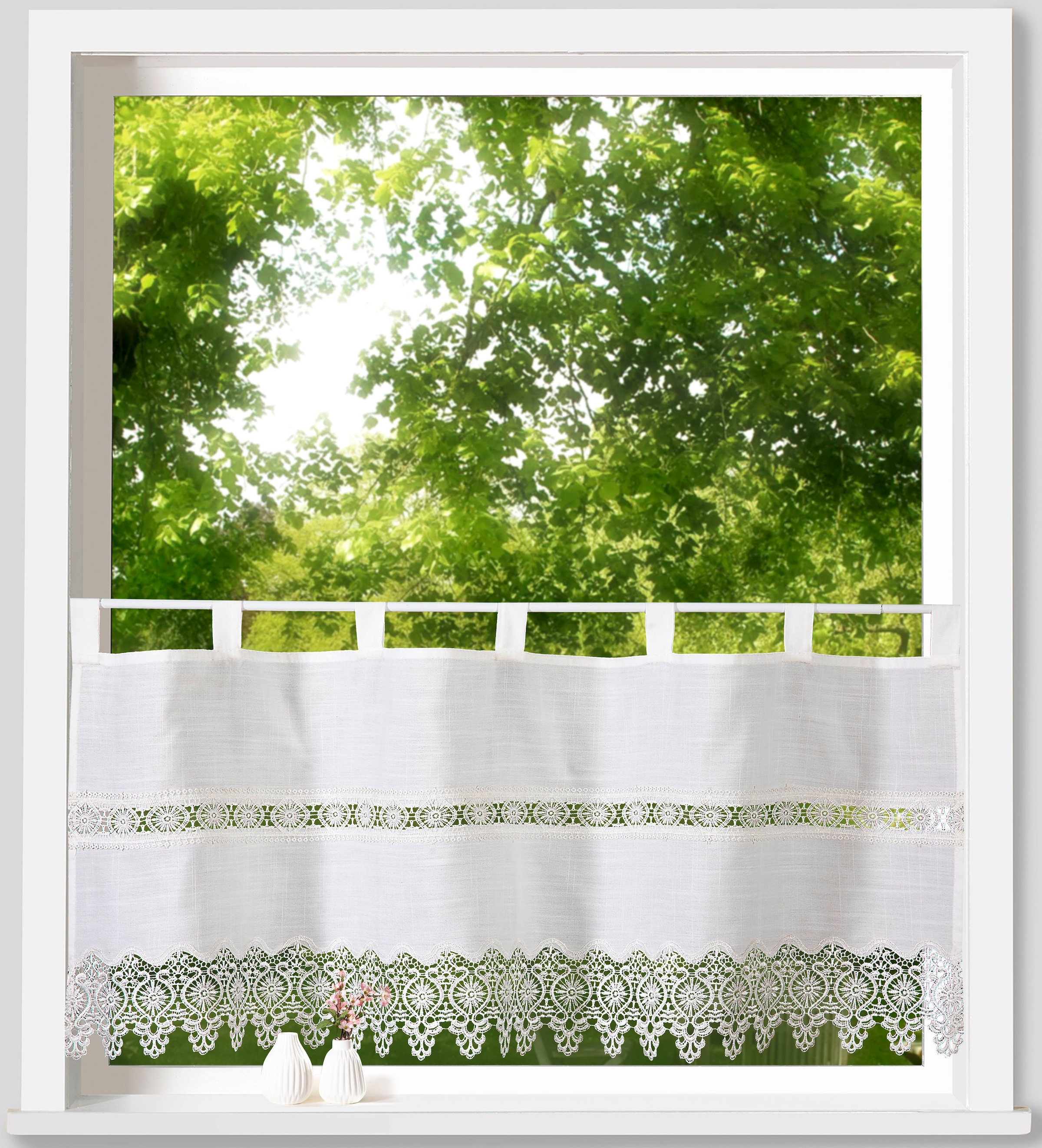Weckbrodt Scheibengardine »Tamino«, (1 St.), Bistro, Gardine, blickdicht, Häkelborte u.Bordüre, HxB 45x120cm, Store