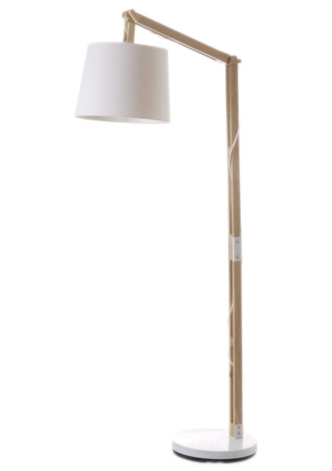 Brilliant Stehlampe »Carlyn«, 1 flammig, Leuchtmittel E27 | ohne Leuchtmittel, 163 cm Höhe, E27 max. 60 W, mit weissem Stoffschirm, Holz/Metall/Textil