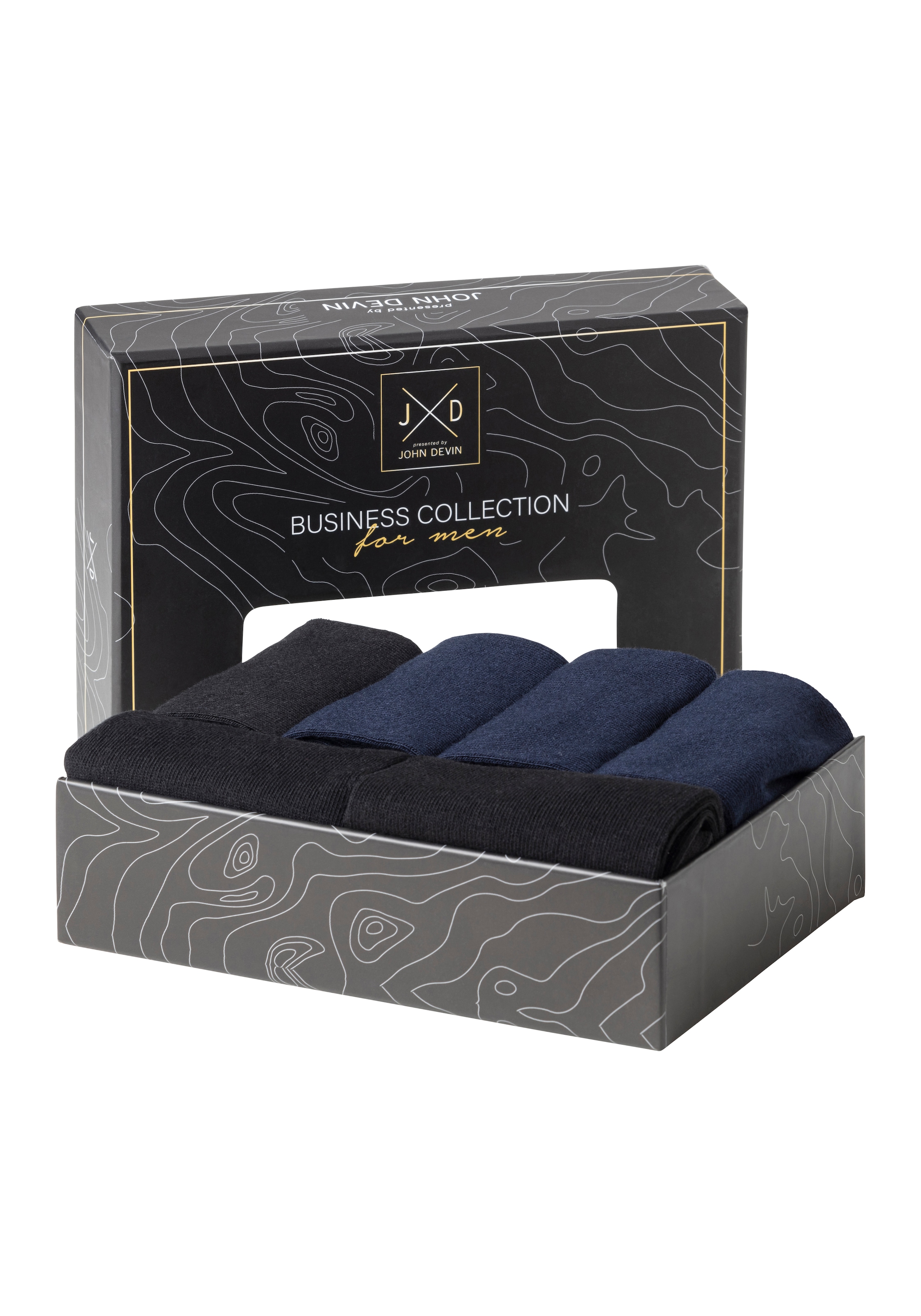 John Devin Businesssocken, (Packung, 6 Paar), lange Form, wertig in Box verpackt