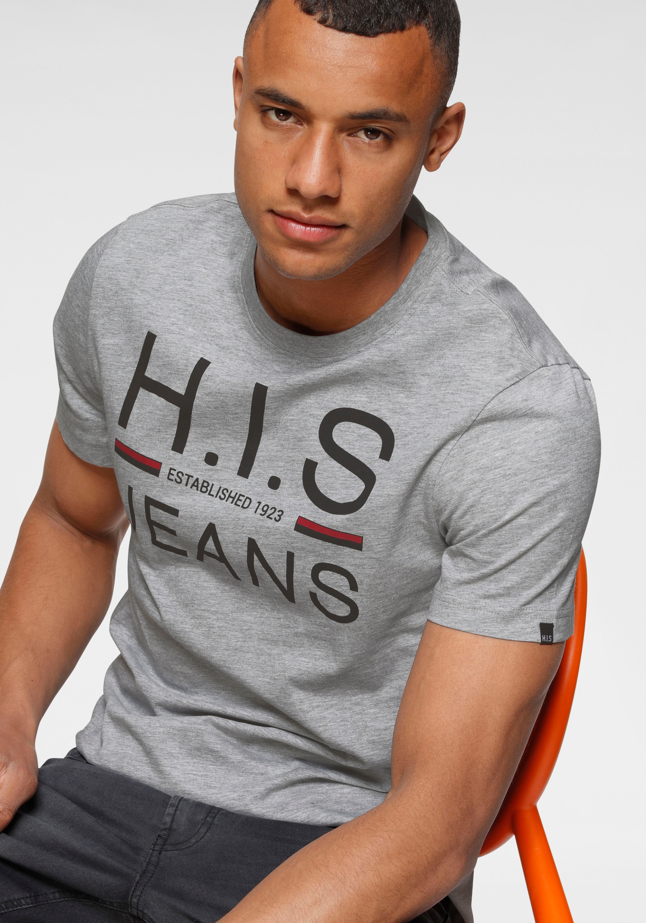 H.I.S Rundhalsshirt, (Packung, 2er-Pack), schmal geschnitten, bedrucktes Design, Rundhals, aus Baumwolle